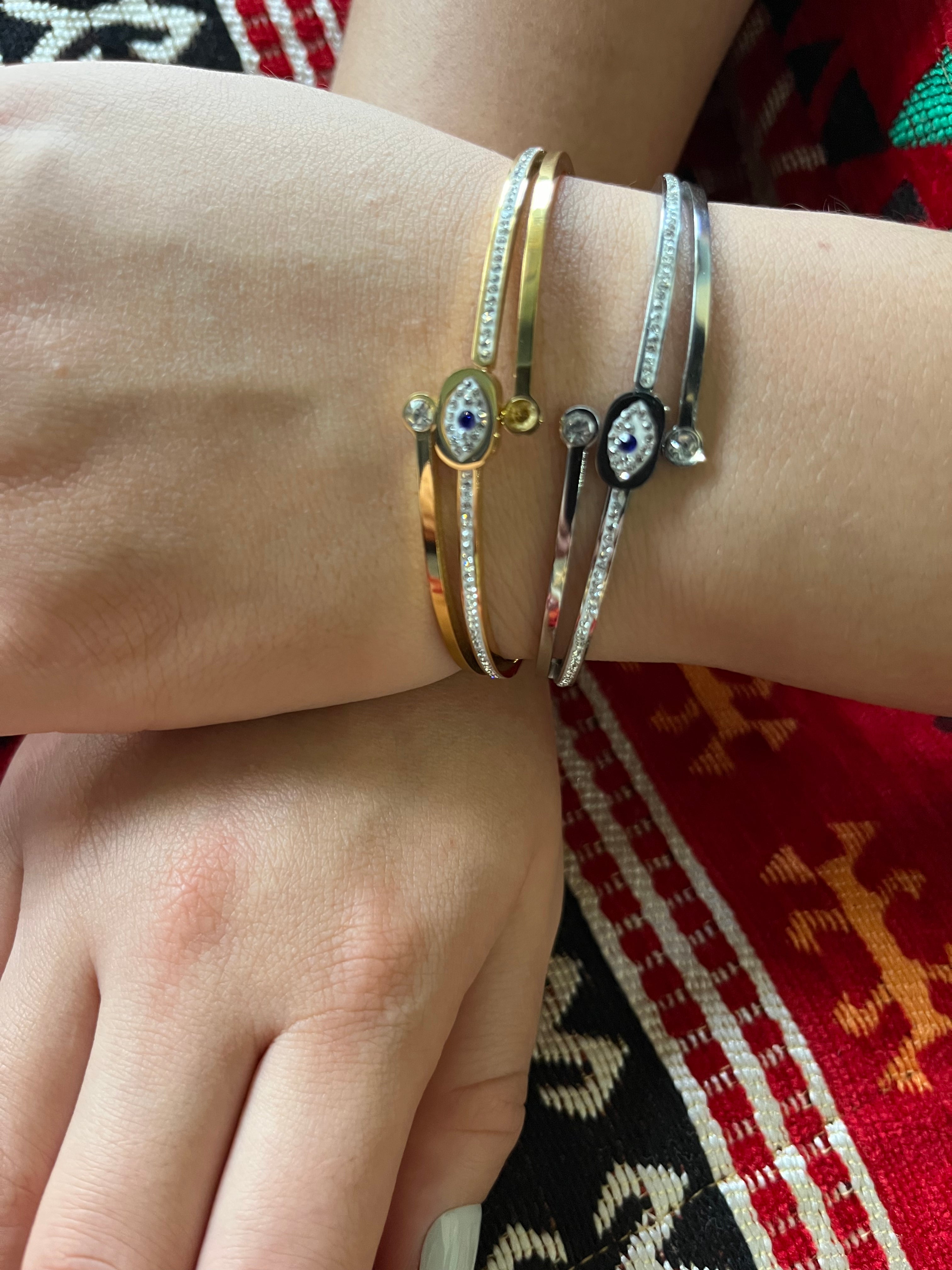 Stainless Steel Evil Eye Bracelet - SCBR1N5 - BUJIX