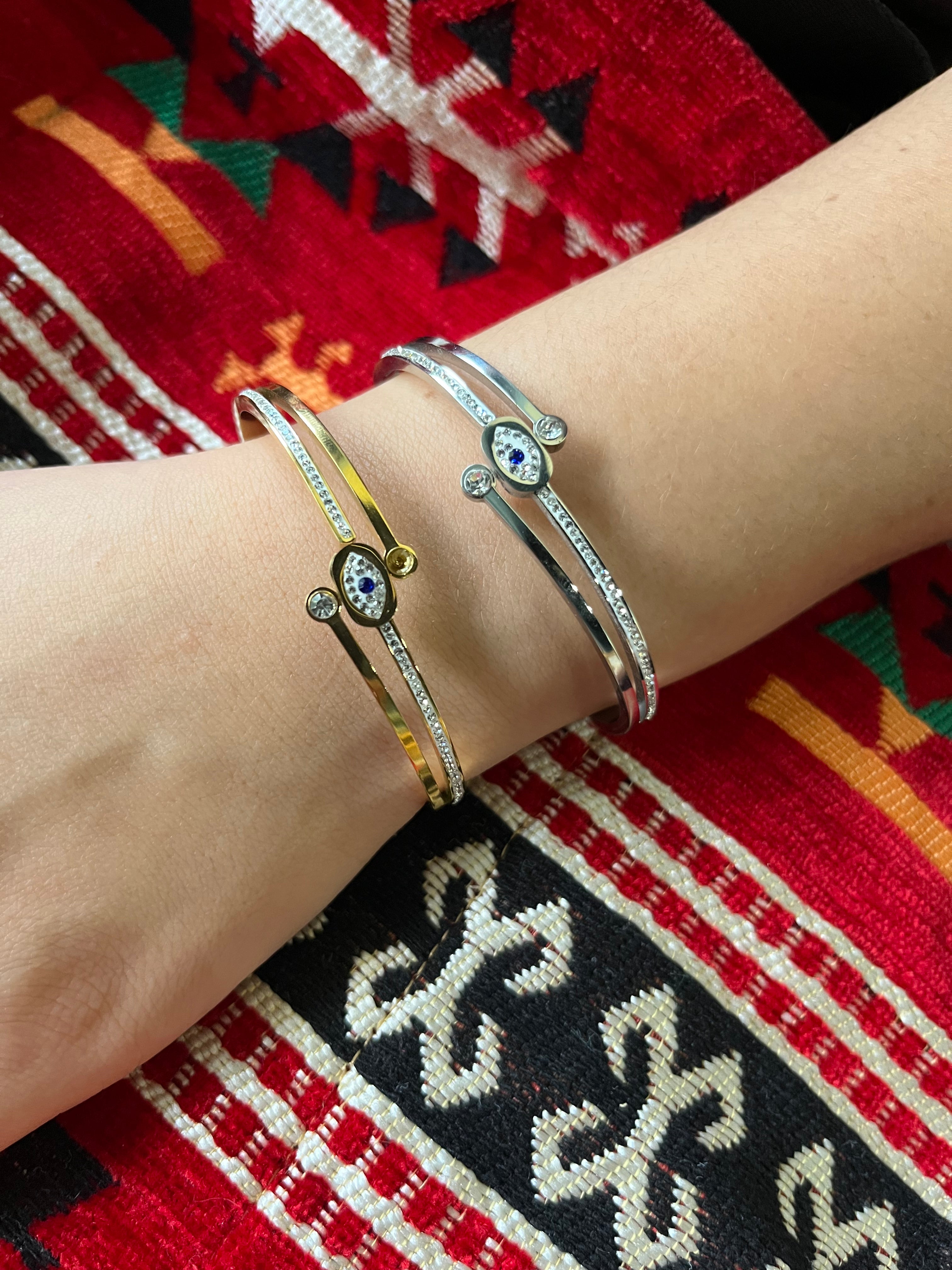 Stainless Steel Evil Eye Bracelet - SCBR1N5 - BUJIX