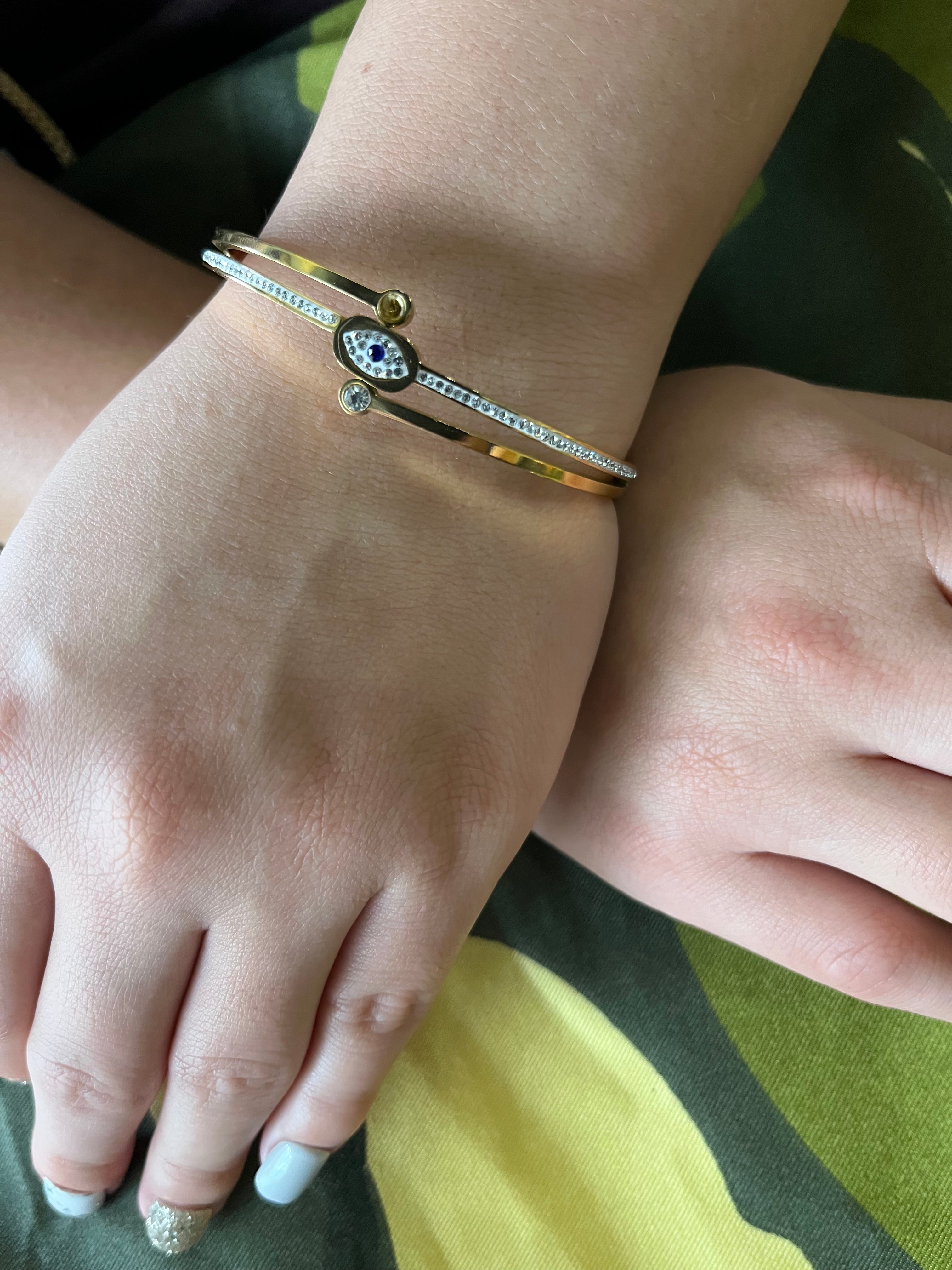 Stainless Steel Evil Eye Bracelet - SCBR1N5 - BUJIX