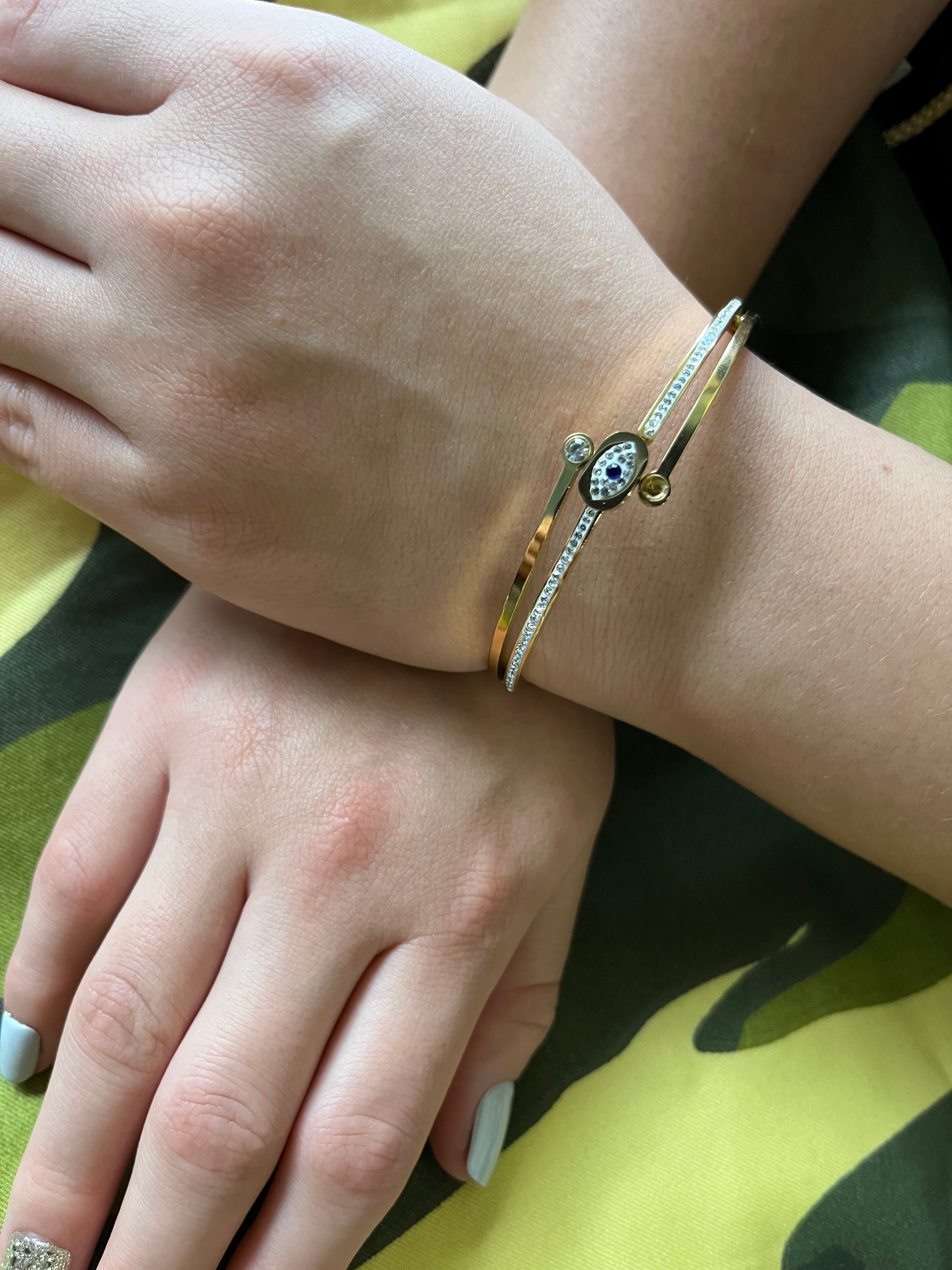 Stainless Steel Evil Eye Bracelet - SCBR1N5 - BUJIX