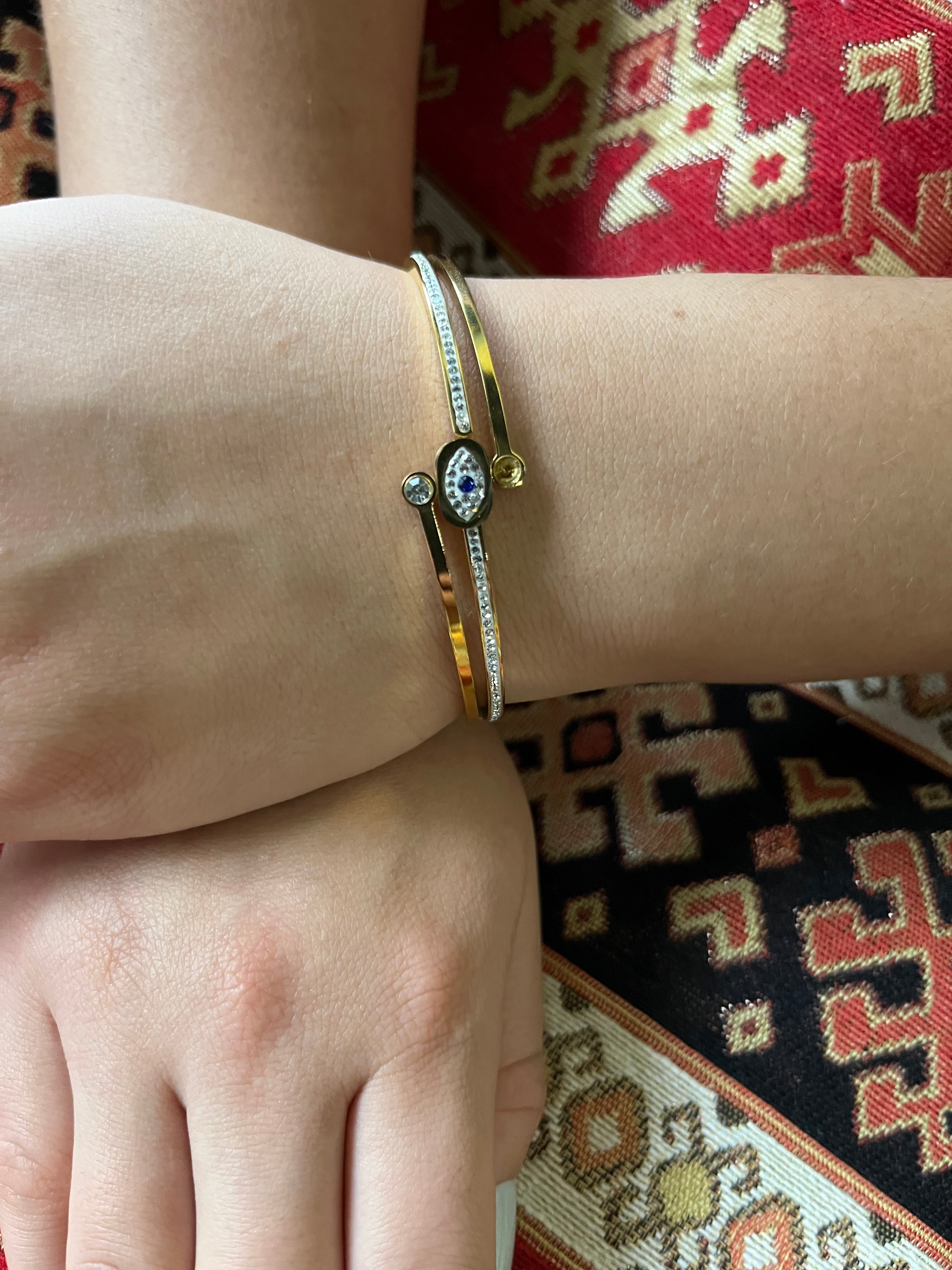 Stainless Steel Evil Eye Bracelet - SCBR1N5 - BUJIX