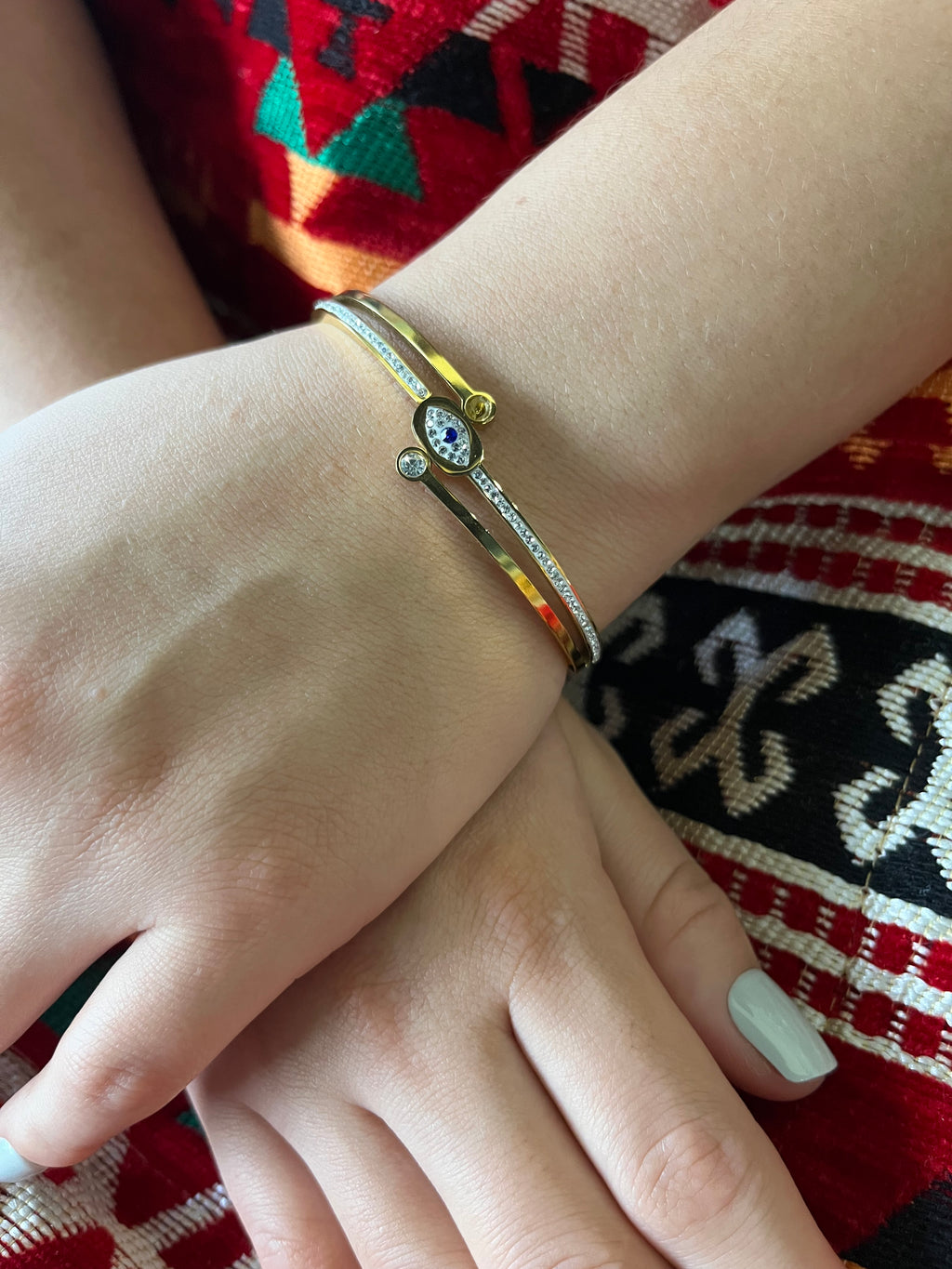 Stainless Steel Evil Eye Bracelet - SCBR1N5 - BUJIX