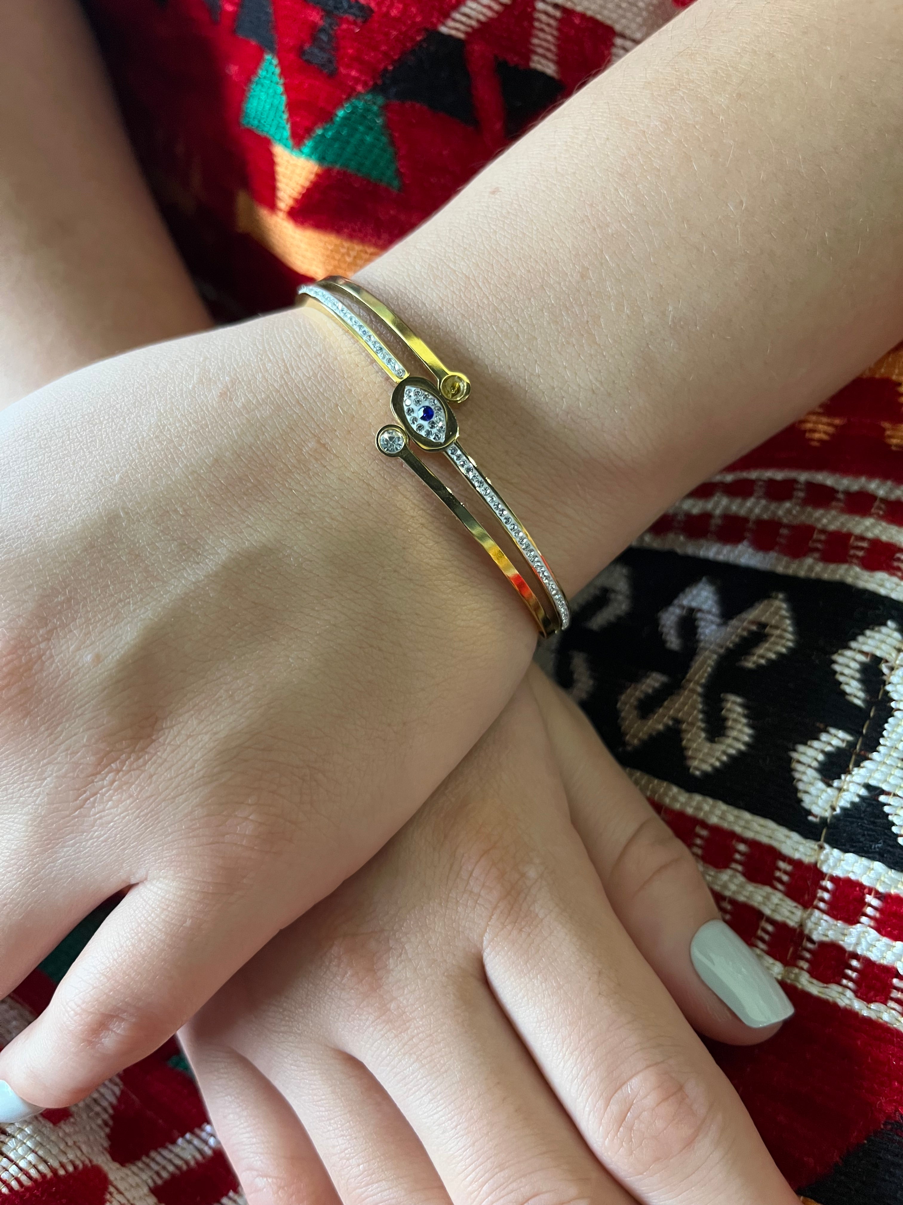 Stainless Steel Evil Eye Bracelet - SCBR1N5 - BUJIX