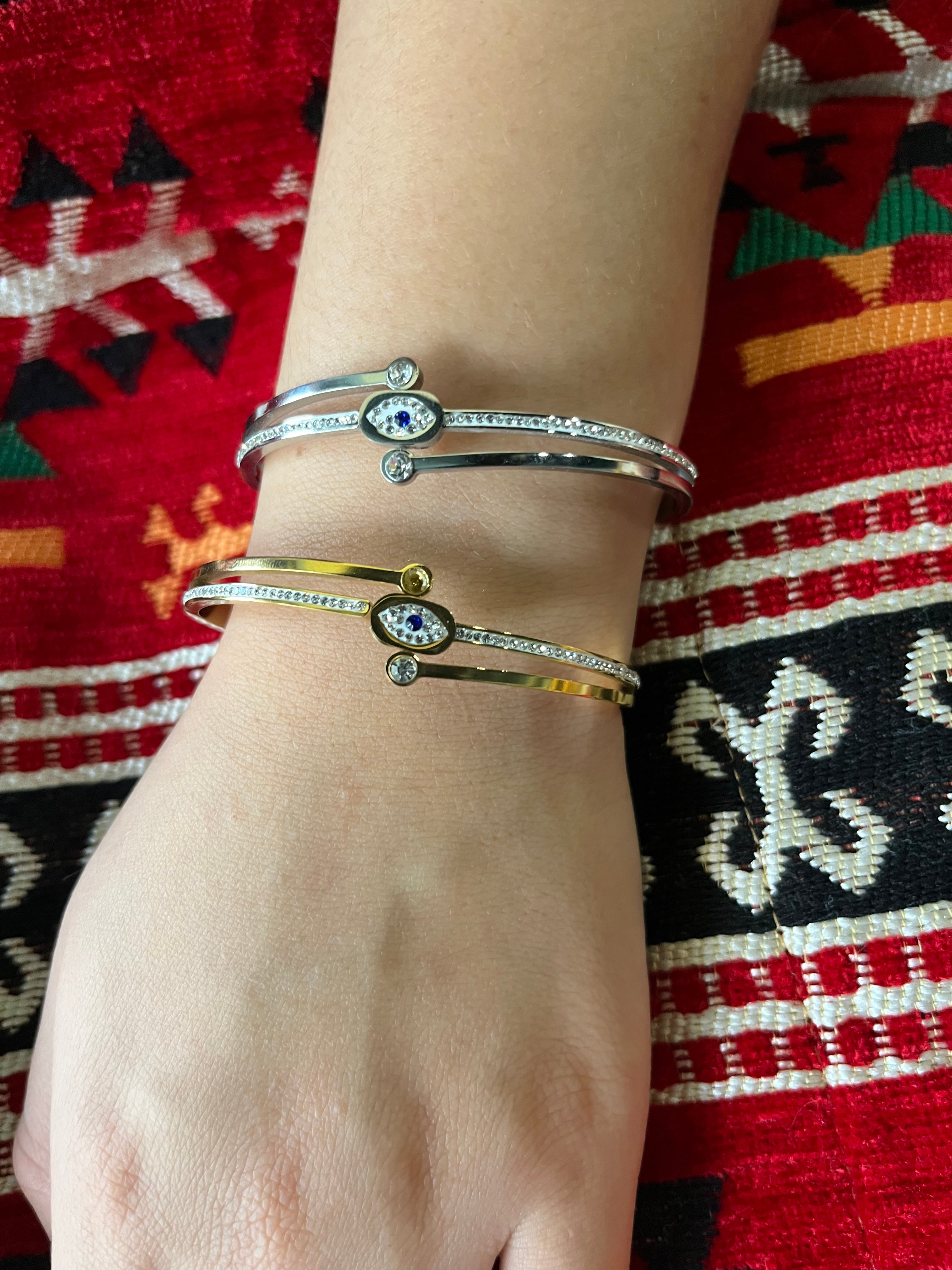 Stainless Steel Evil Eye Bracelet - SCBR1N5 - BUJIX