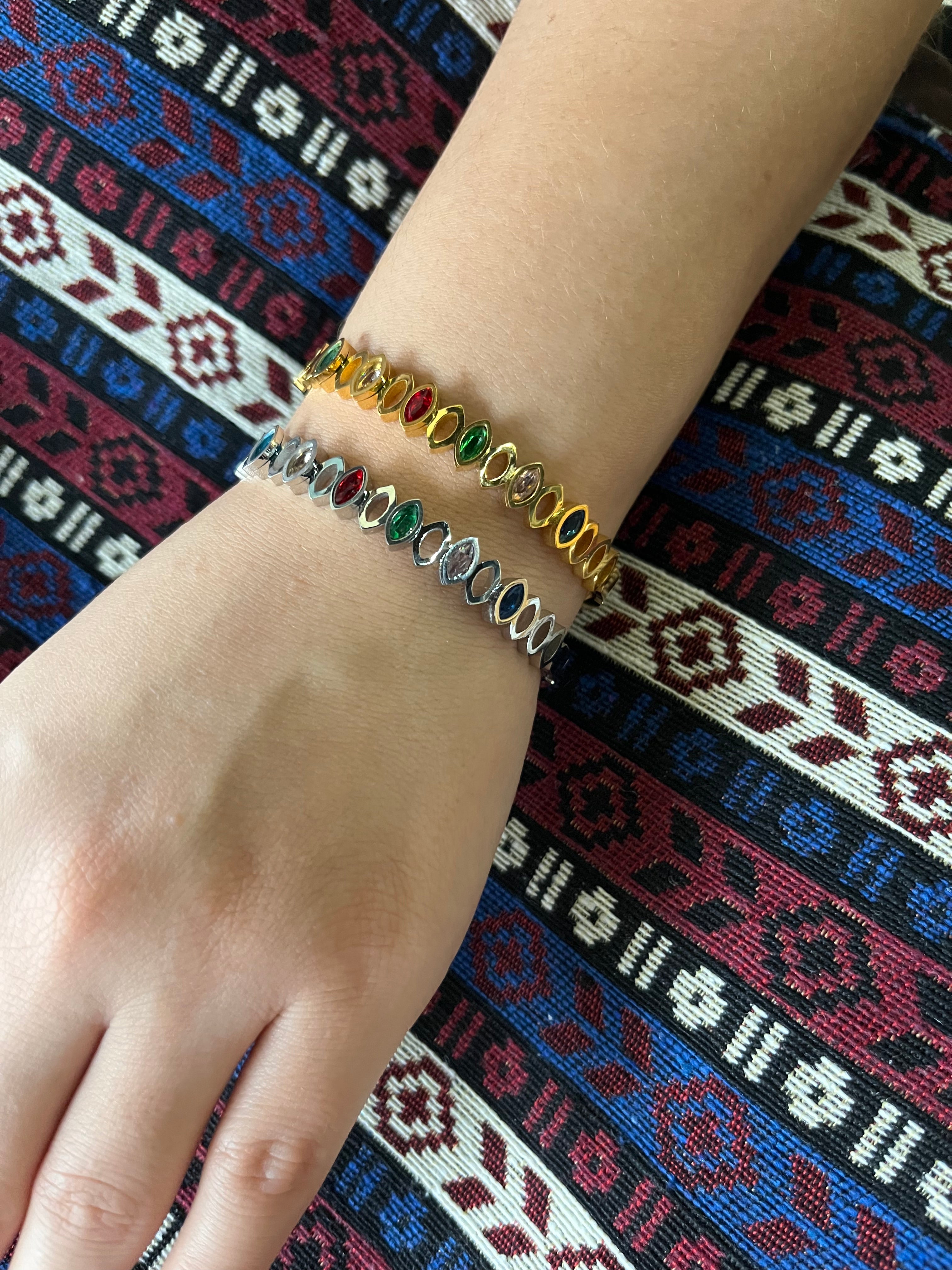 Stainless Steel Multi-Color Bangle Bracelet - SCBR1N7 - BUJIX