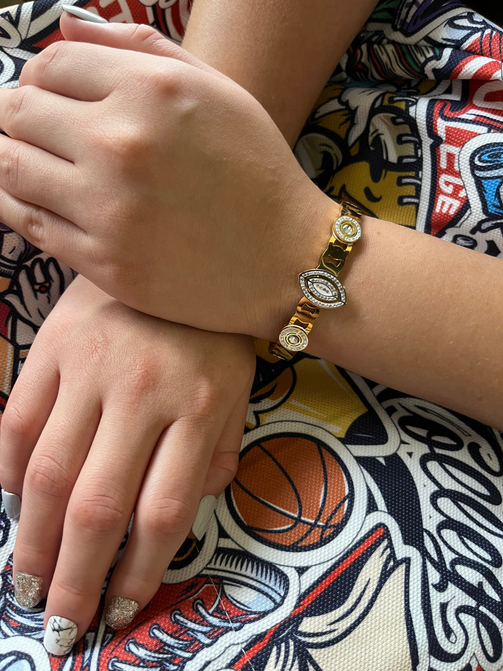 Stainless Steel Zircon Drop Bangle Bracelet - SCBR1N9 - BUJIX