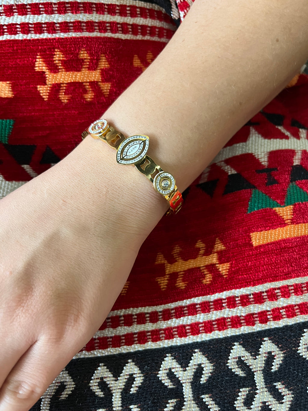 Stainless Steel Zircon Drop Bangle Bracelet - SCBR1N9 - BUJIX