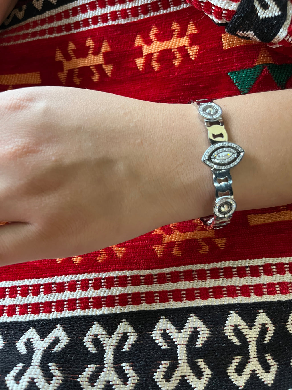 Stainless Steel Zircon Drop Bangle Bracelet - SCBR1N9 - BUJIX