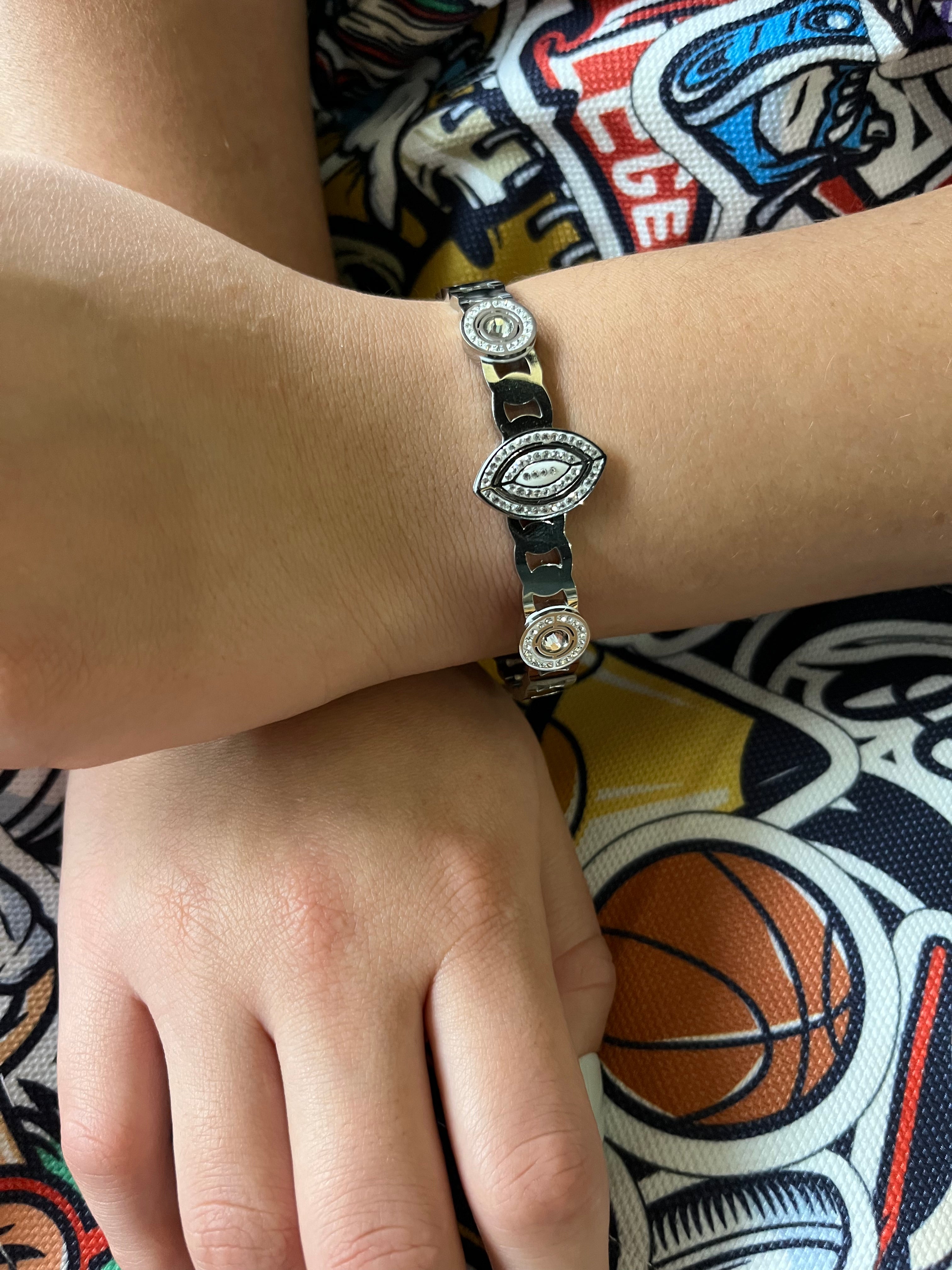 Stainless Steel Zircon Drop Bangle Bracelet - SCBR1N9 - BUJIX