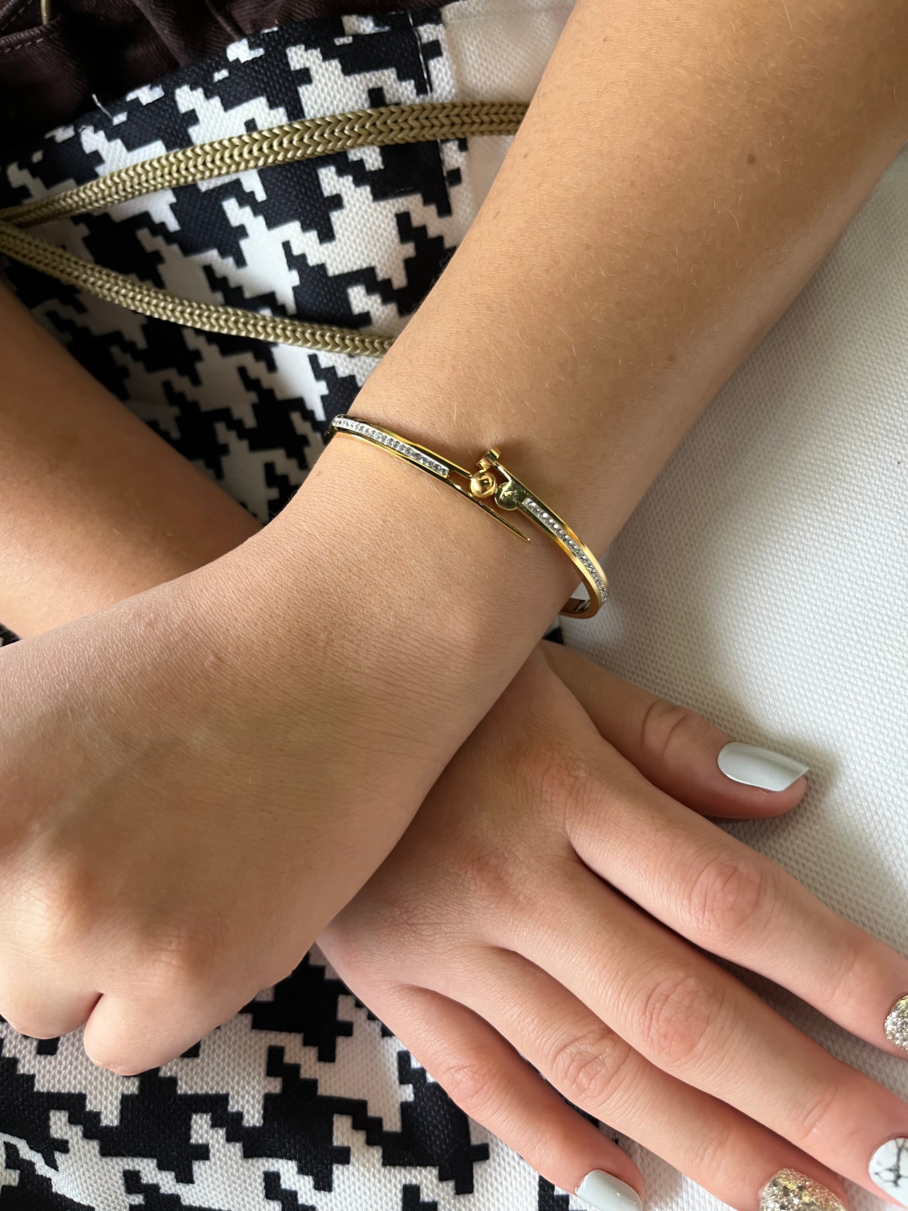 Stainless Steel Bracelet with Zircon Ornaments - SCBR2N10 - BUJIX