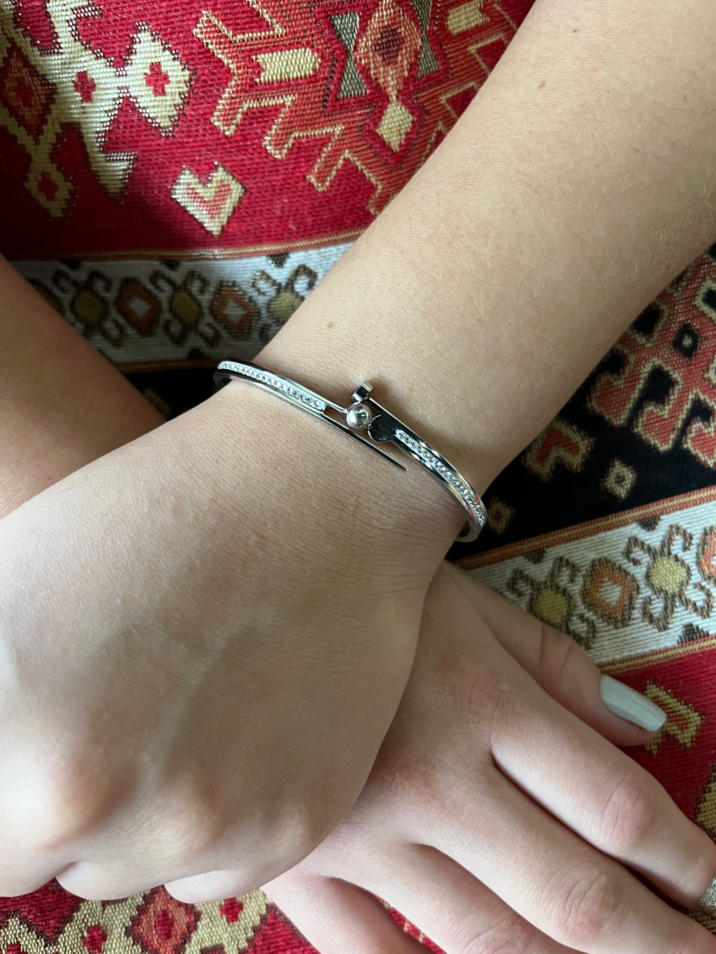 Stainless Steel Bracelet with Zircon Ornaments - SCBR2N10 - BUJIX