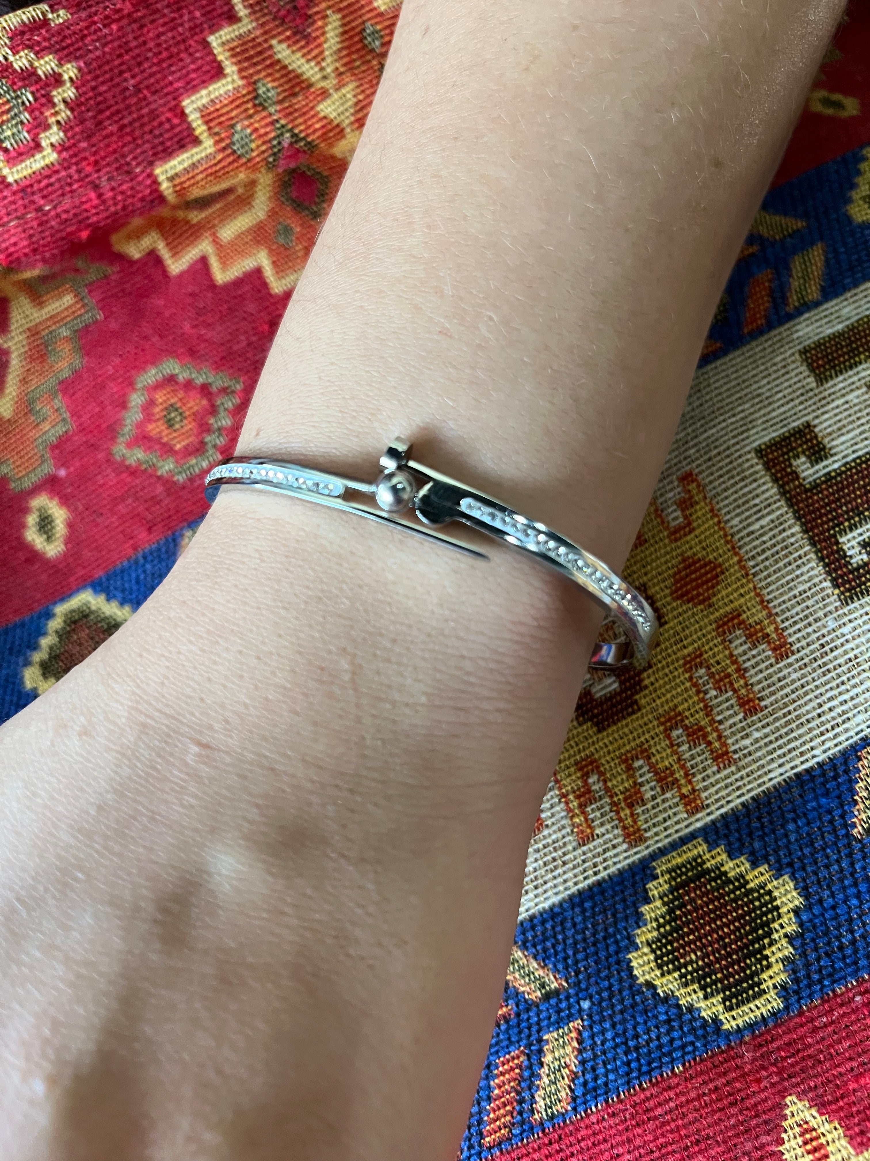 Stainless Steel Bracelet with Zircon Ornaments - SCBR2N10 - BUJIX