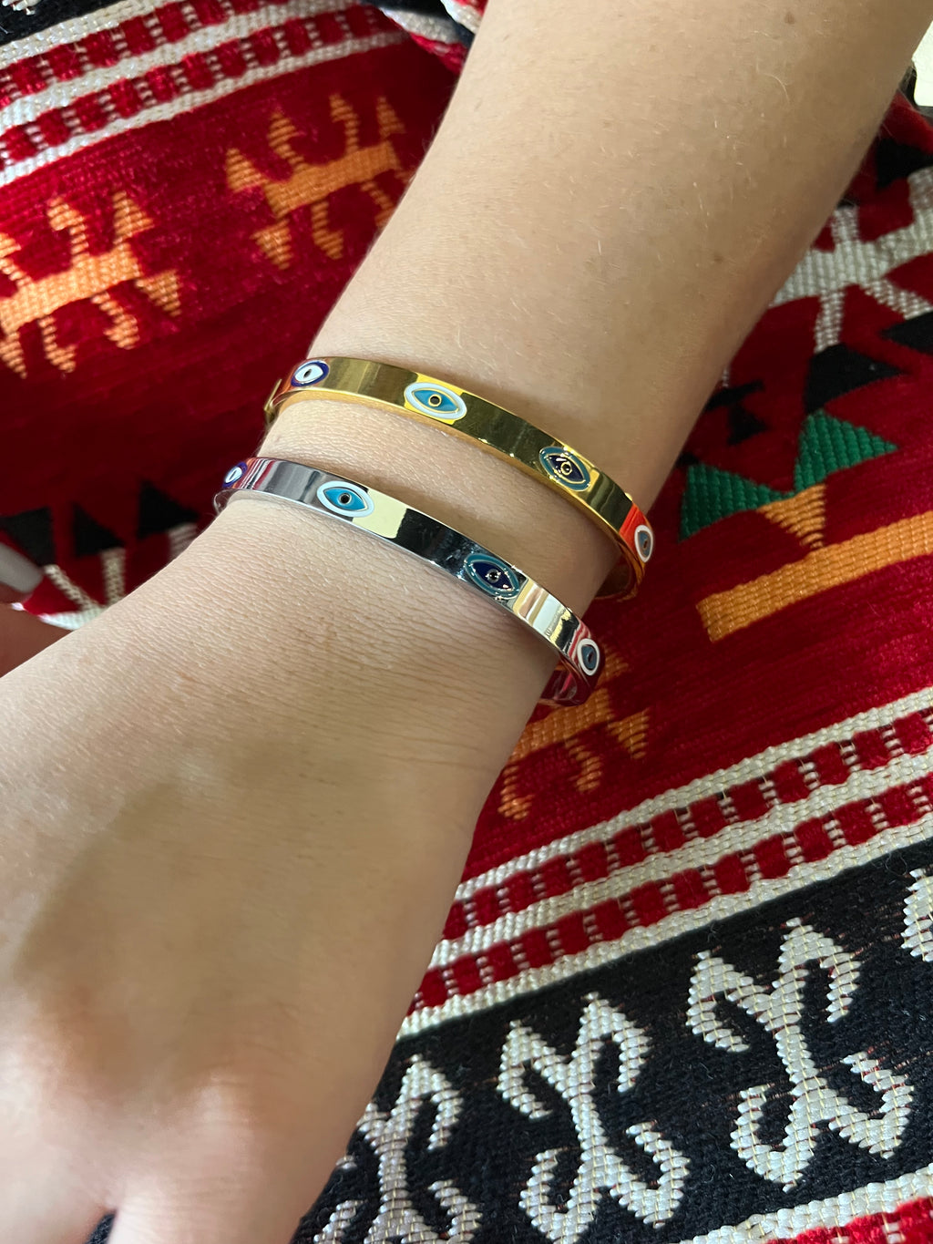 Stainless Steel Evil Eye Bracelet - SCBR3N03 - BUJIX