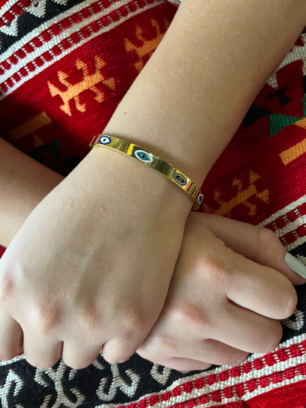 Stainless Steel Evil Eye Bracelet - SCBR3N03 - BUJIX