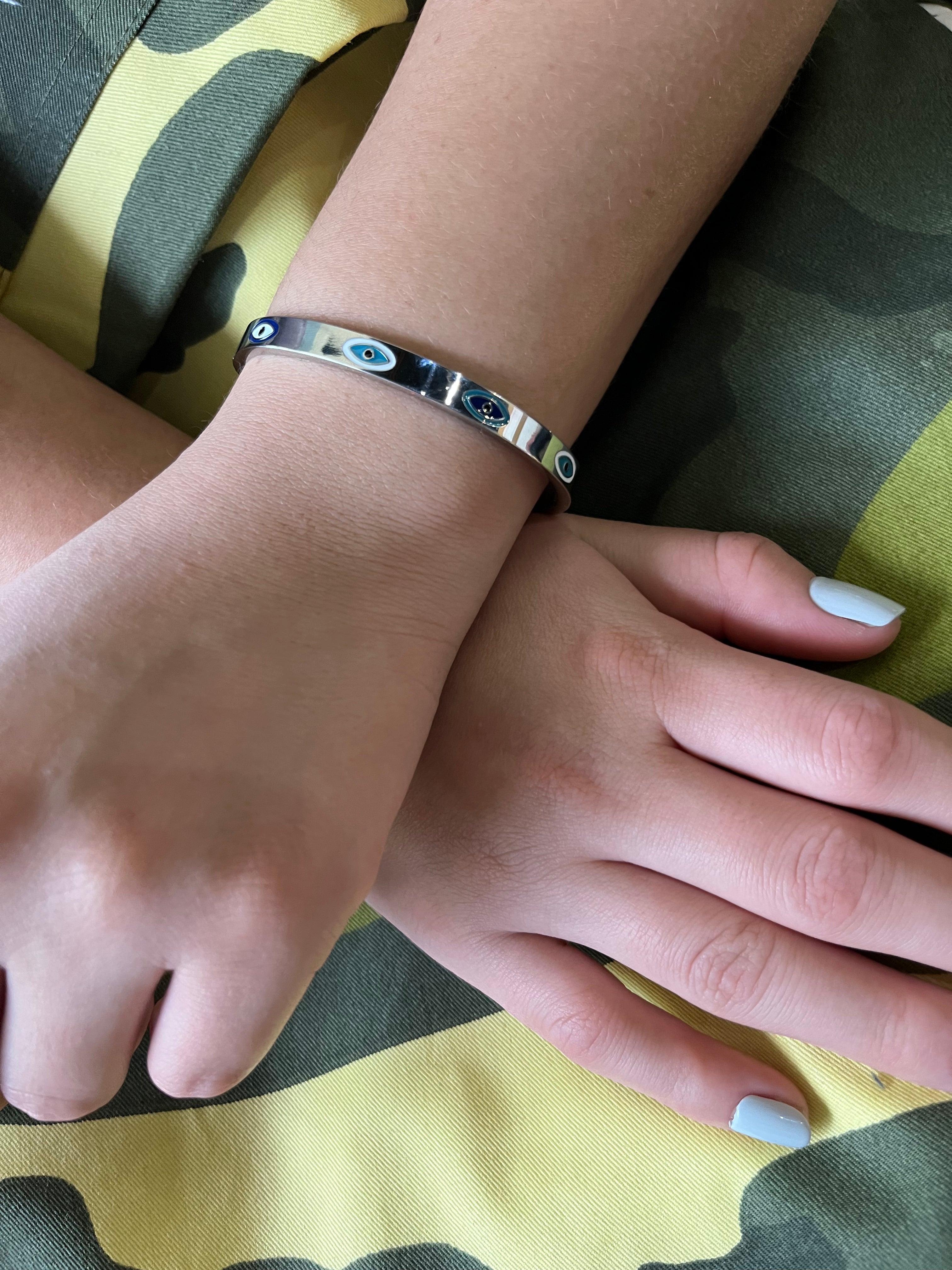 Stainless Steel Evil Eye Bracelet - SCBR3N03 - BUJIX