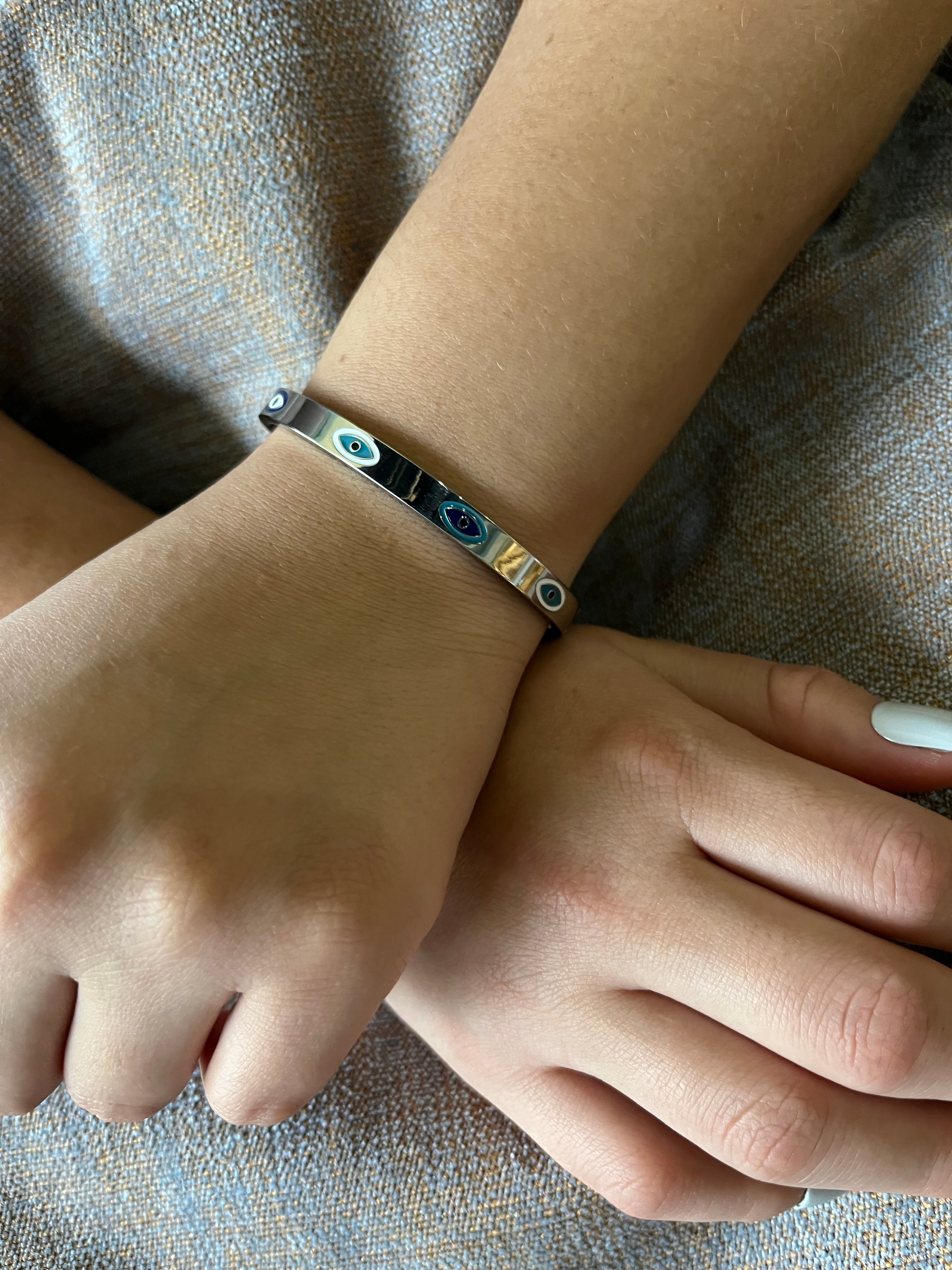 Stainless Steel Evil Eye Bracelet - SCBR3N03 - BUJIX