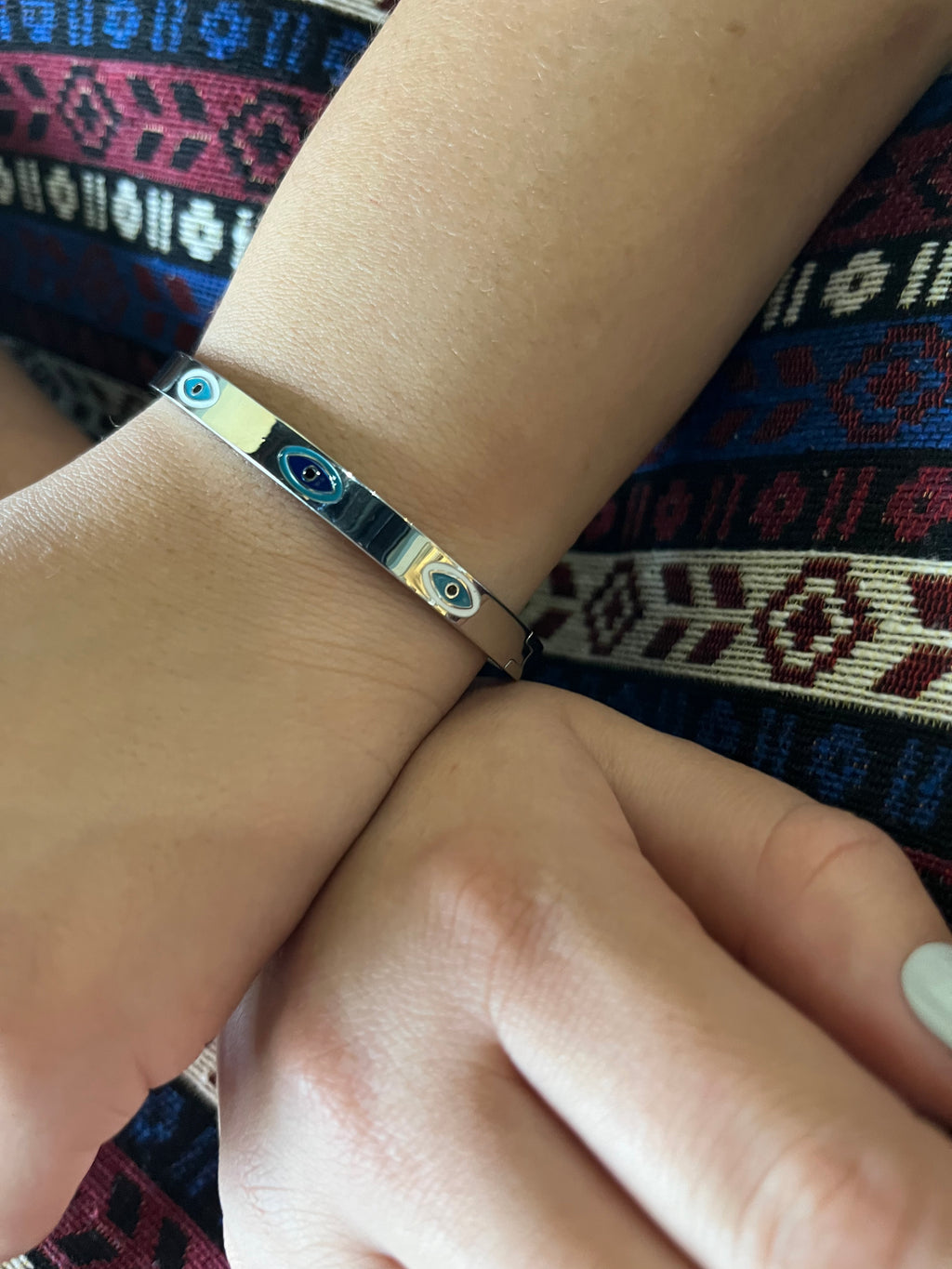 Stainless Steel Evil Eye Bracelet - SCBR3N03 - BUJIX