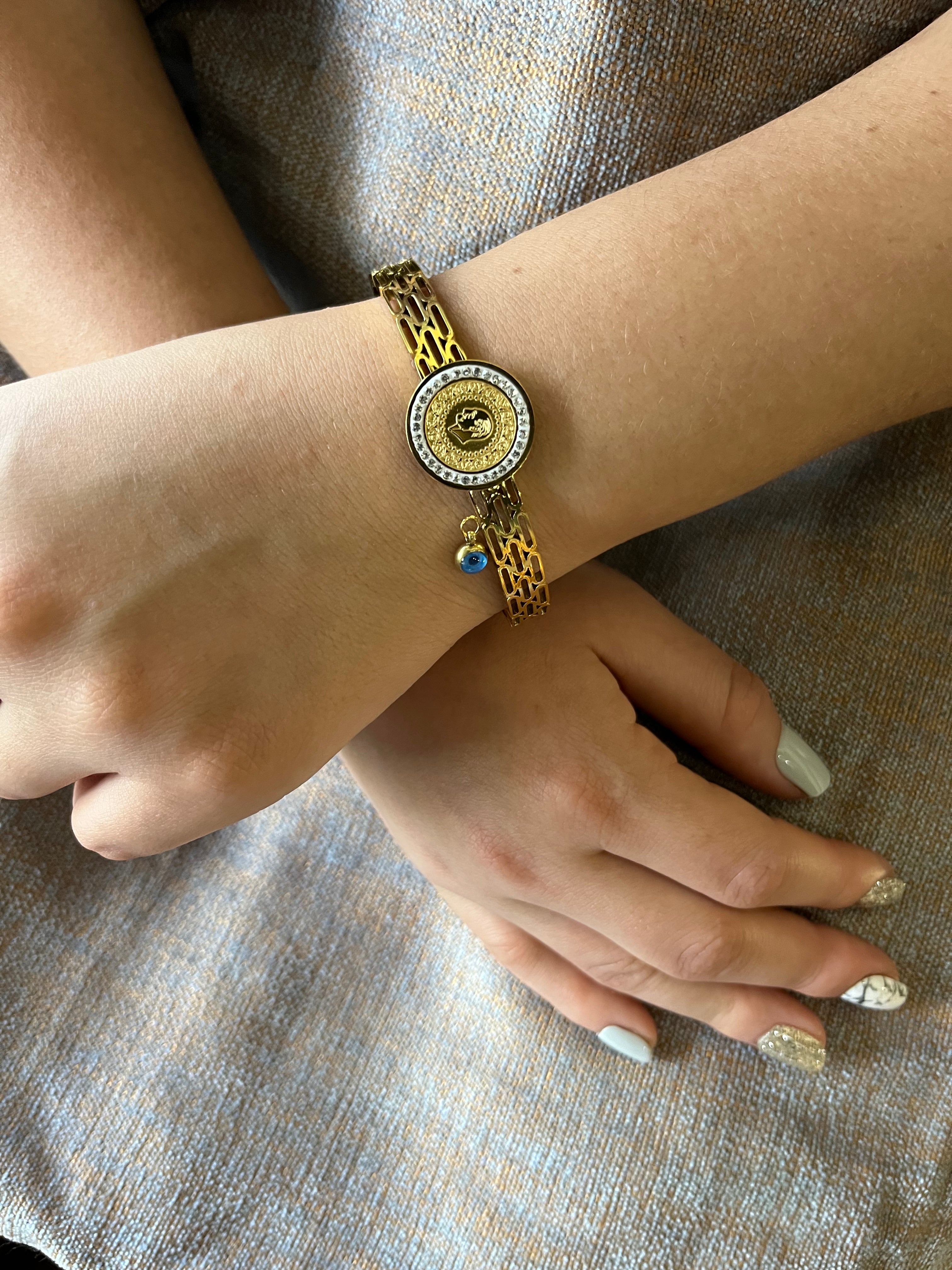 Stainless Steel Bracelet with Evil Eye - SCBR3N07 - BUJIX