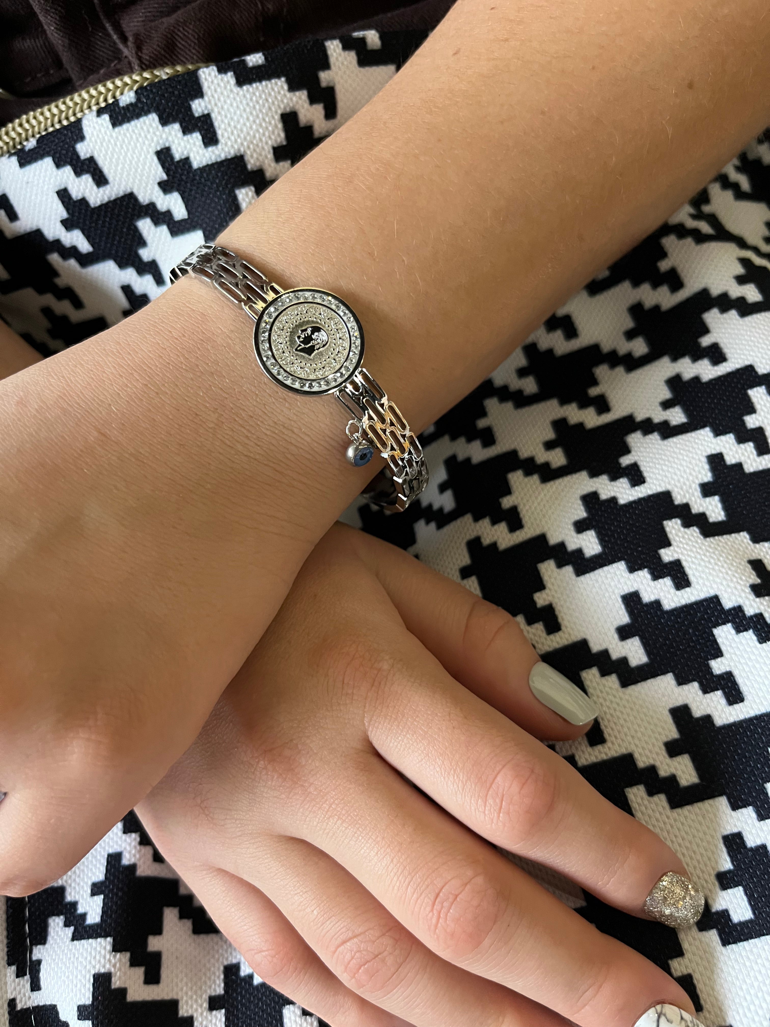 Stainless Steel Bracelet with Evil Eye - SCBR3N07 - BUJIX