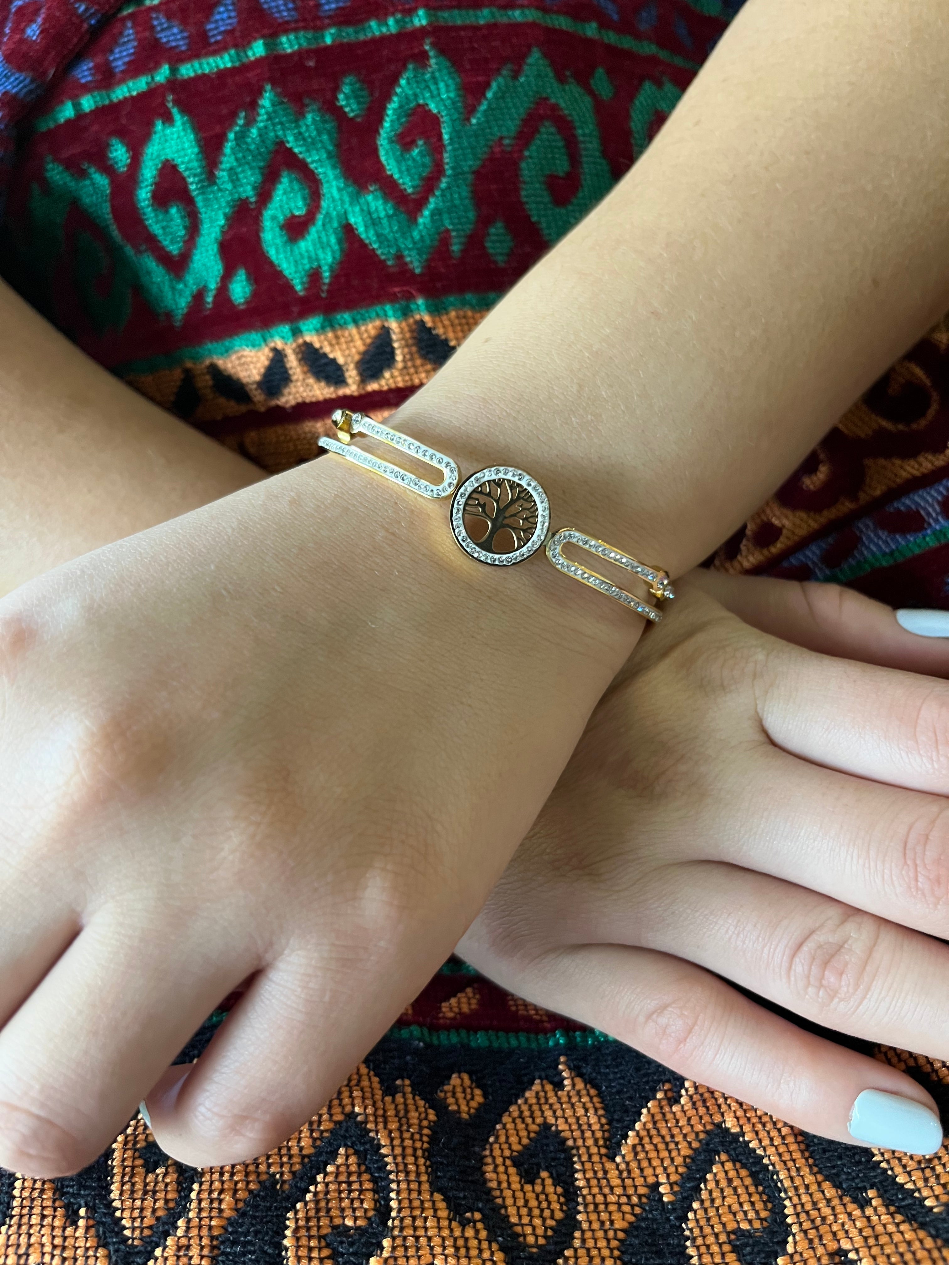 Stainless Steel Tree of Life Bracelet - SCBR4N07 - BUJIX