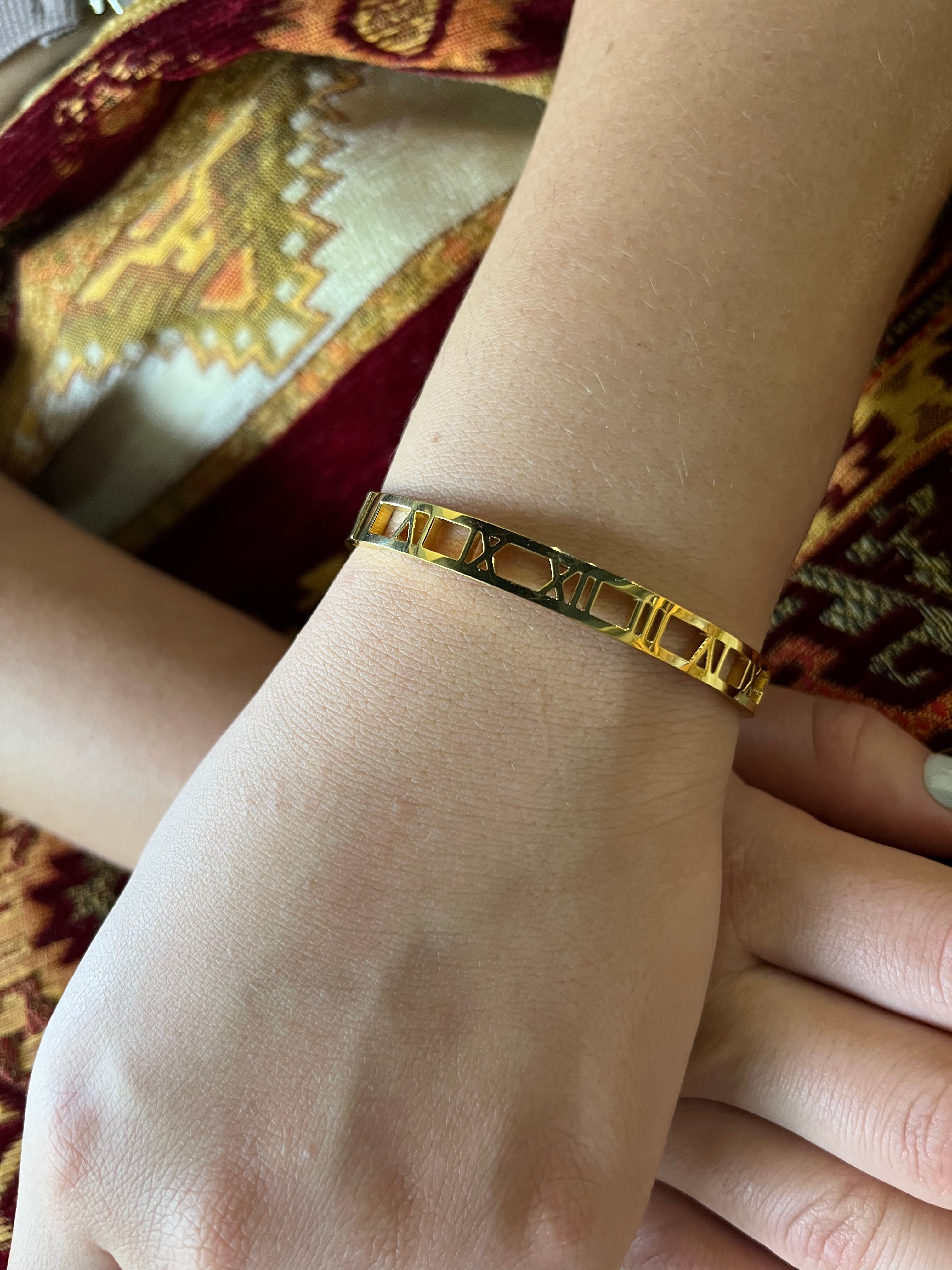 Stainless Steel Cuff Bracelet with Roman Numerals - SCBR4N08 - BUJIX