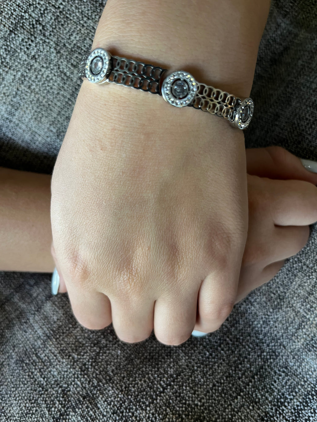 Stainless Steel Cuff Bracelet with Round Ornaments - SCBR4N09 - BUJIX