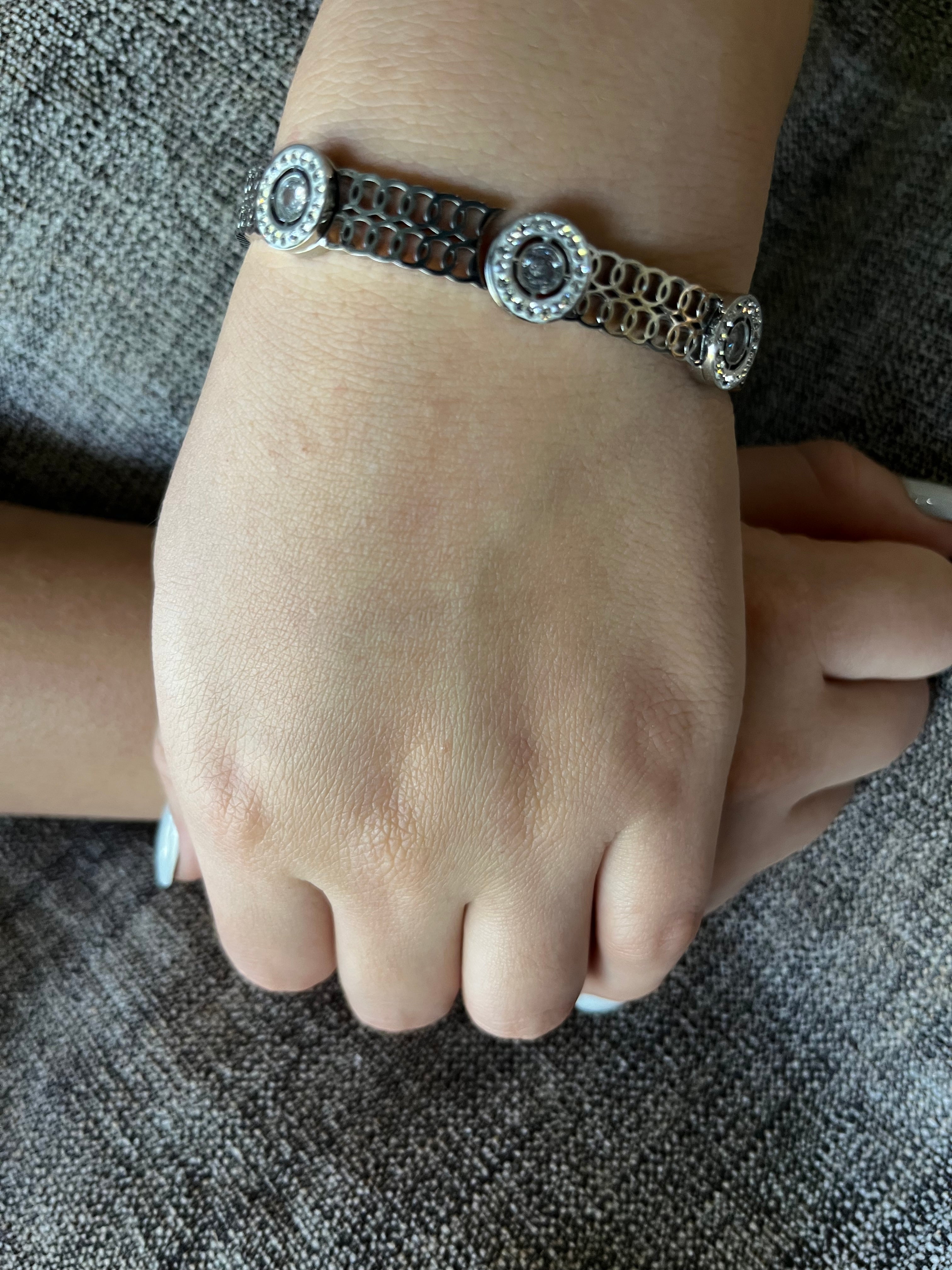 Stainless Steel Cuff Bracelet with Round Ornaments - SCBR4N09 - BUJIX