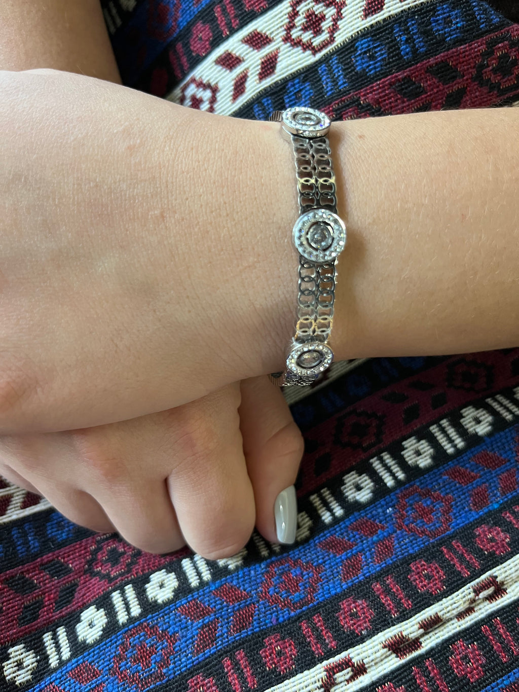 Stainless Steel Cuff Bracelet with Round Ornaments - SCBR4N09 - BUJIX