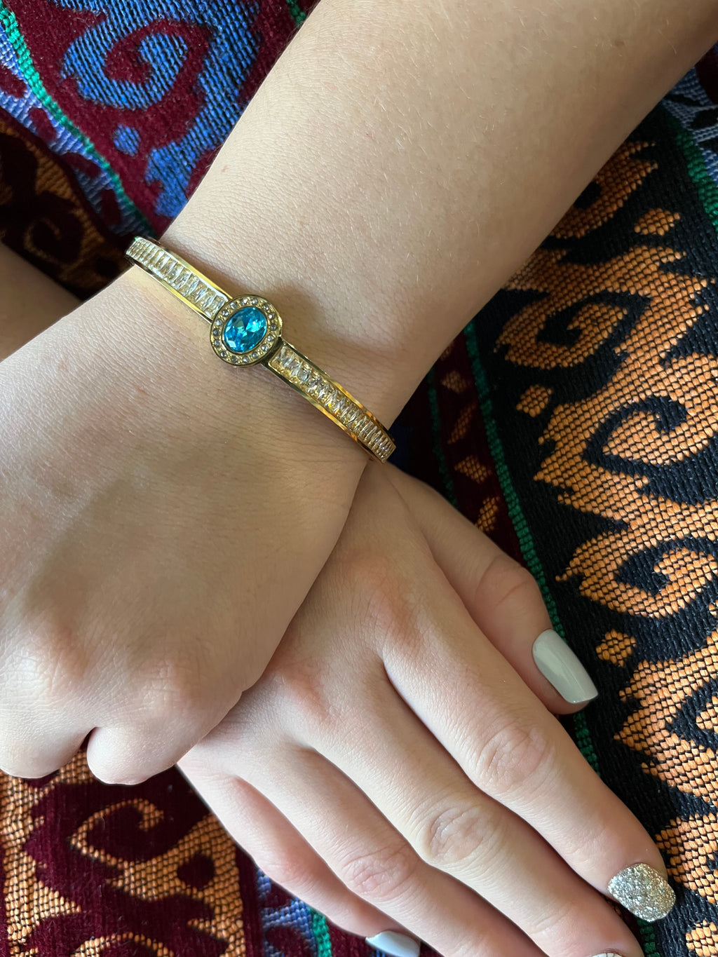 Stainless Steel Bracelet with Turquoise Stone - SCBR4N10 - BUJIX