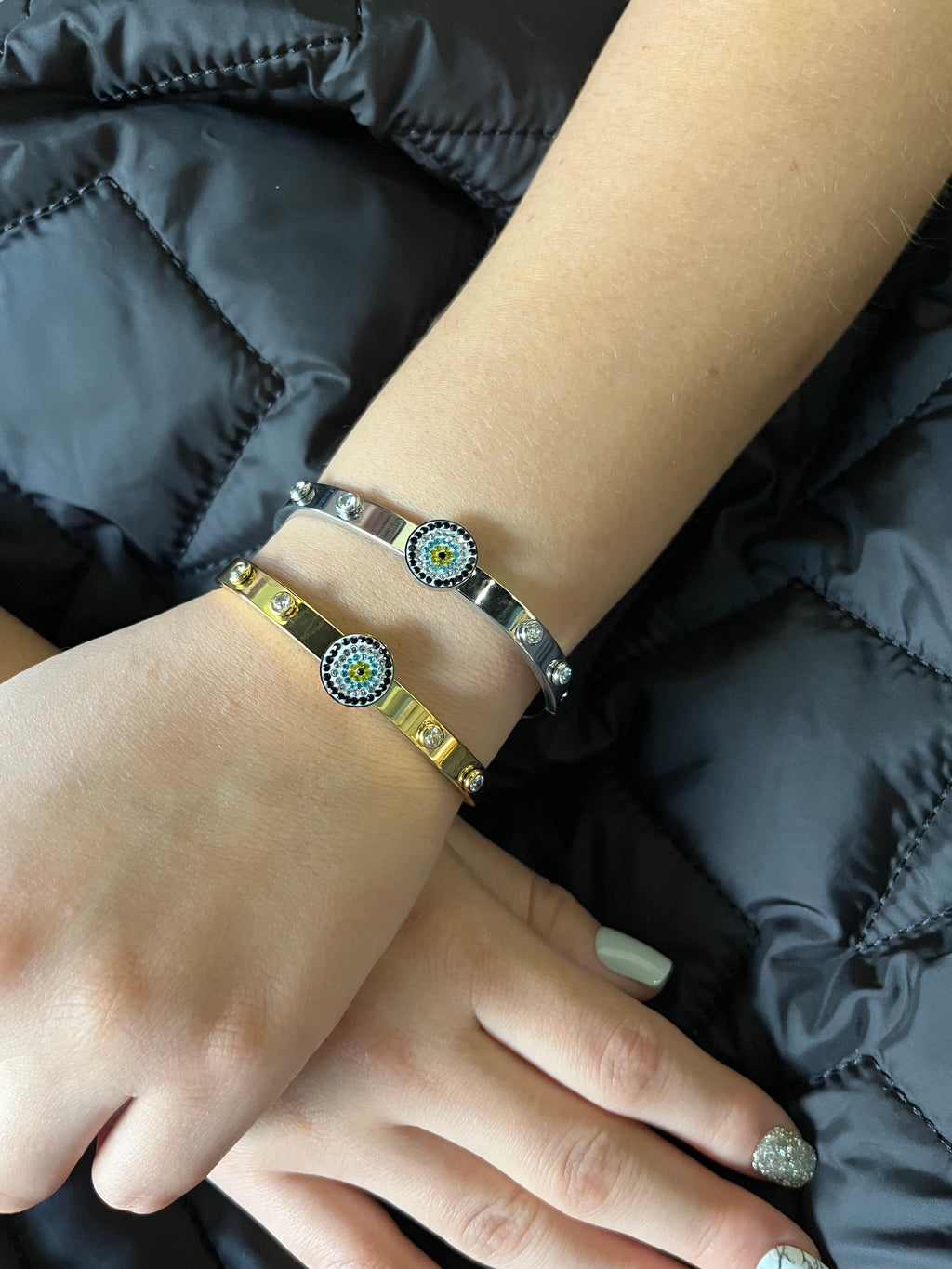 Stainless Steel Evil Eye Bracelet - SCBR5N04 - BUJIX