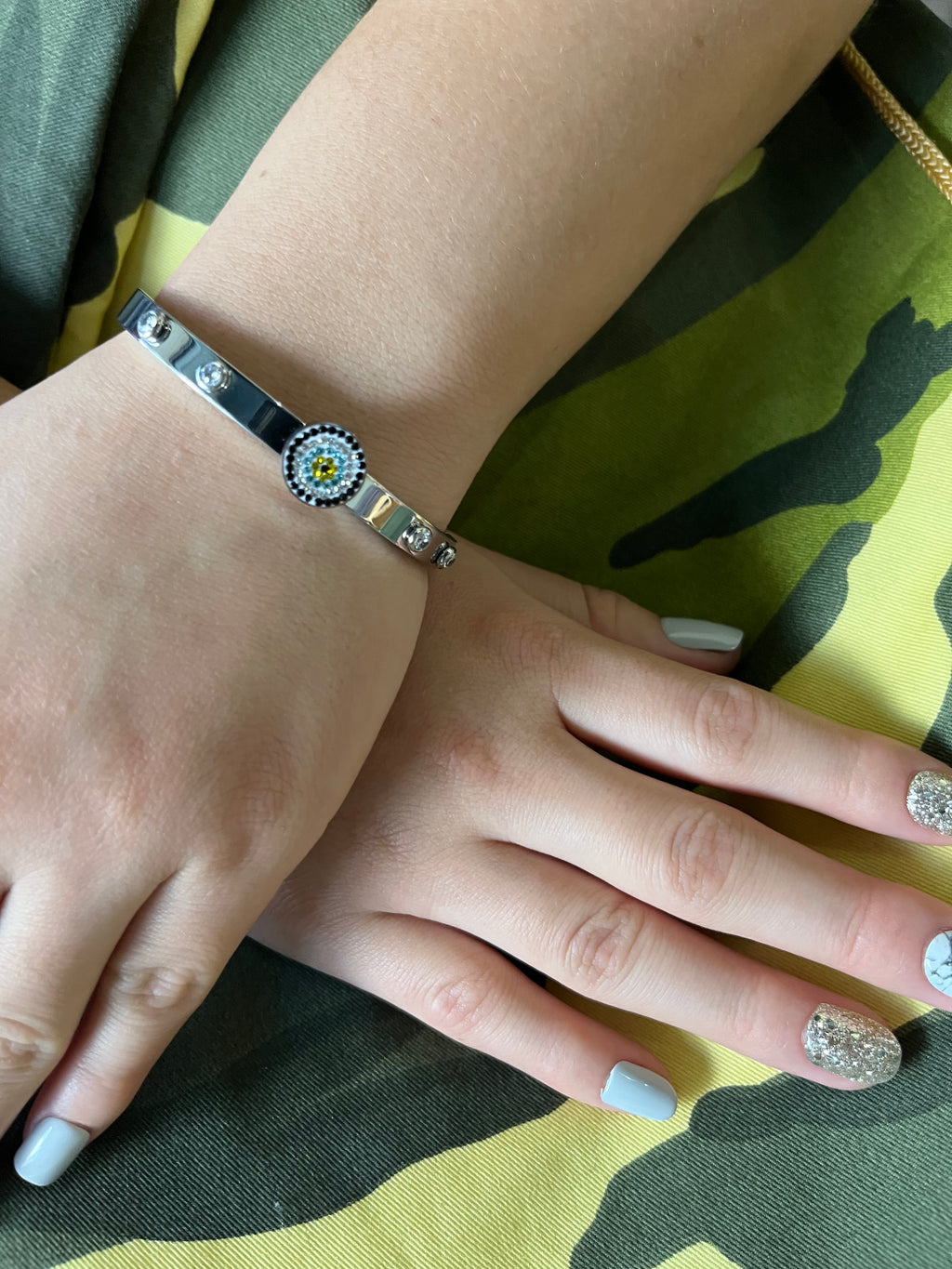 Stainless Steel Evil Eye Bracelet - SCBR5N04 - BUJIX