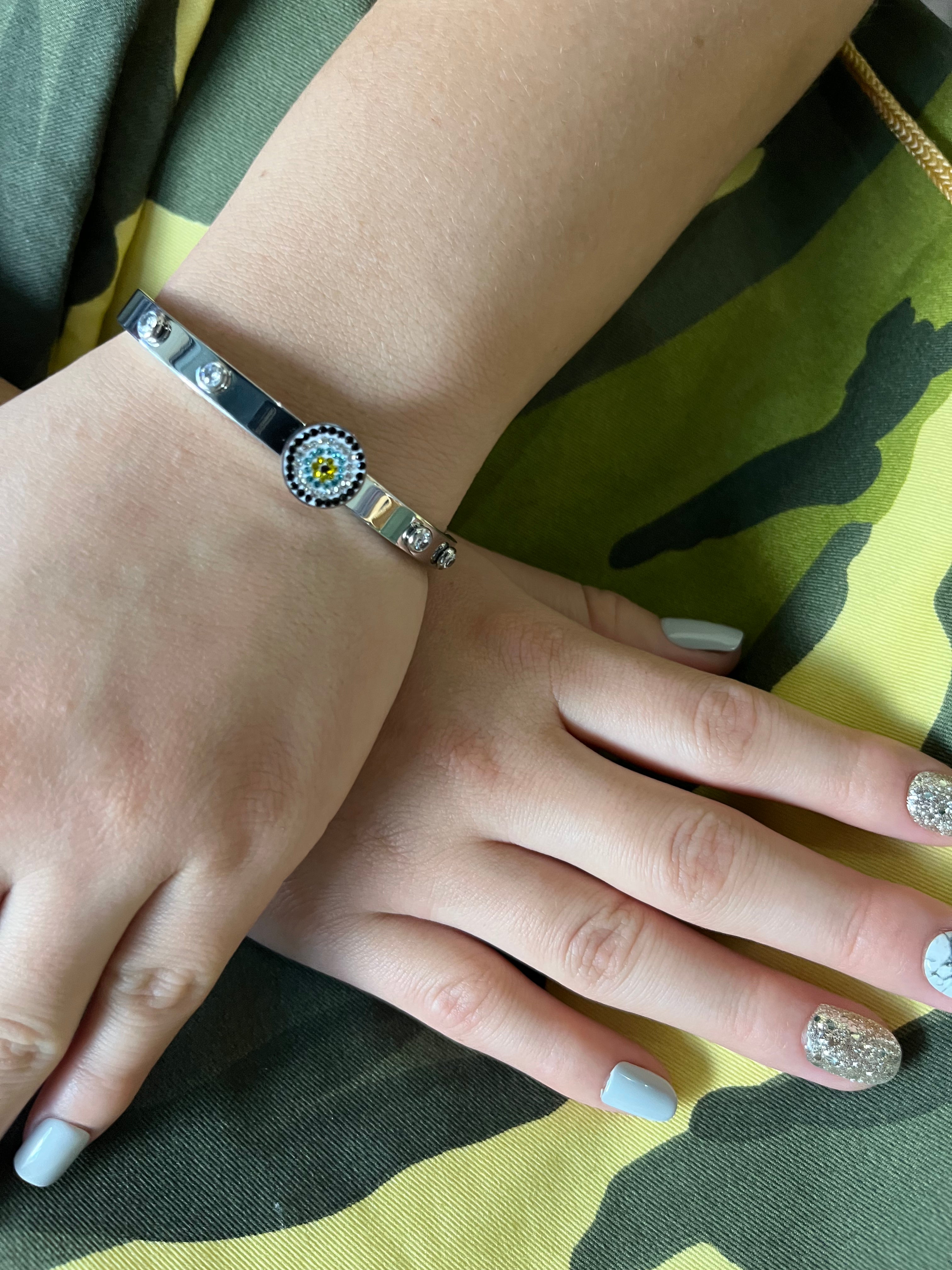 Stainless Steel Evil Eye Bracelet - SCBR5N04 - BUJIX