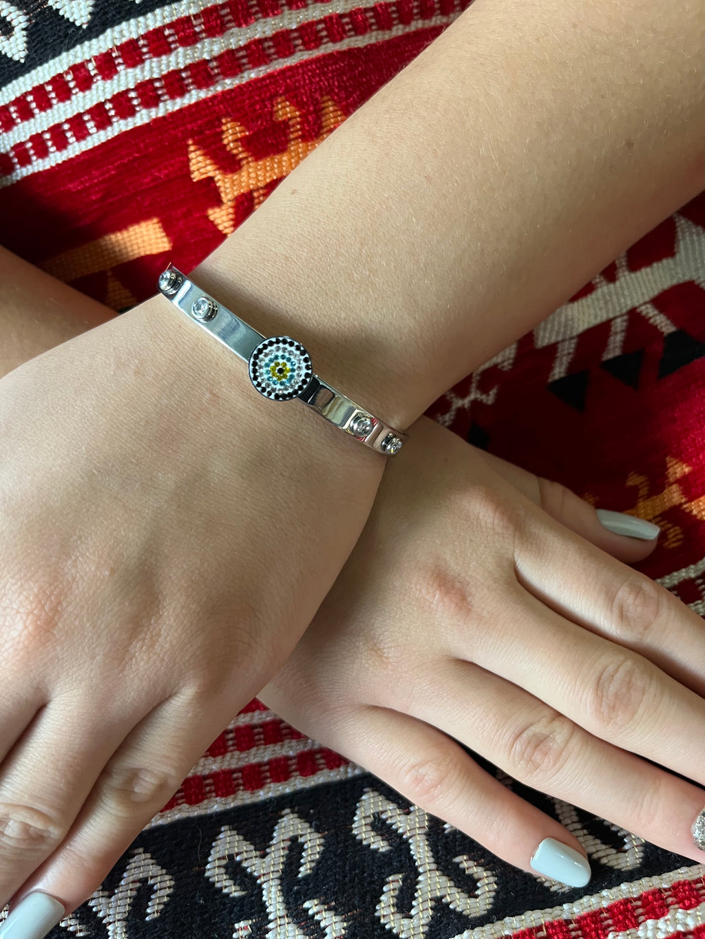 Stainless Steel Evil Eye Bracelet - SCBR5N04 - BUJIX