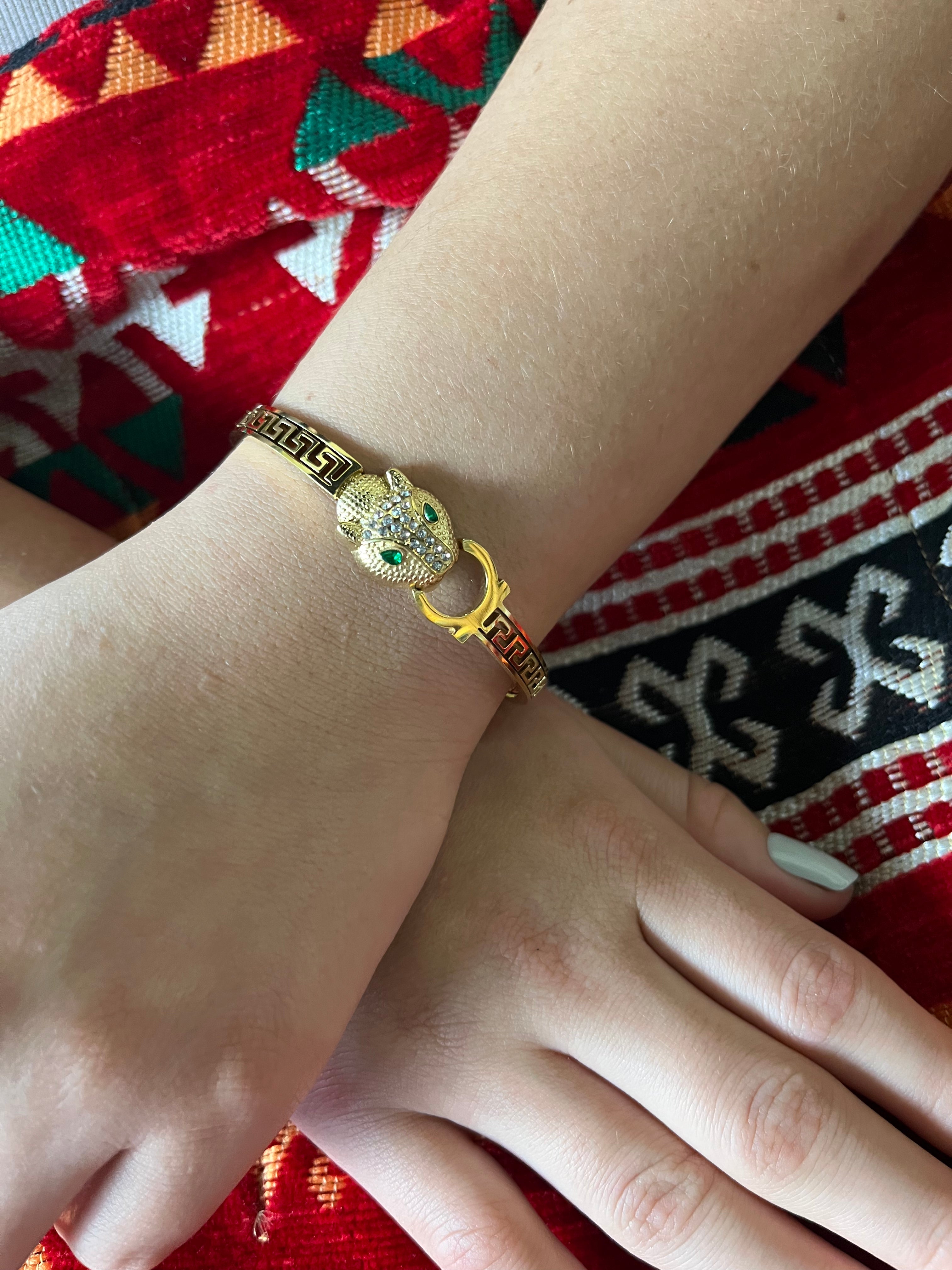 Stainless Steel Tiger Bracelet - SCBR5N08 - BUJIX