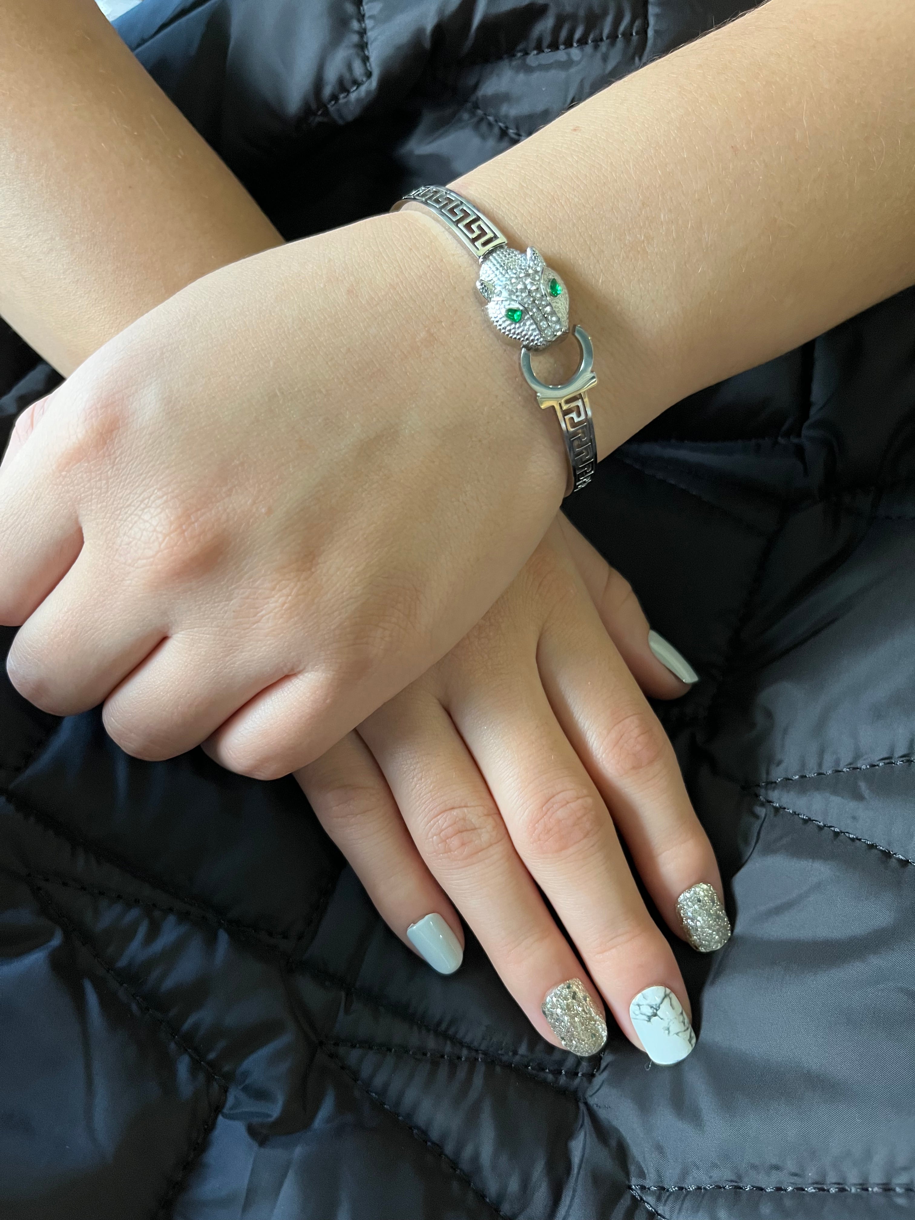 Stainless Steel Tiger Bracelet - SCBR5N08 - BUJIX