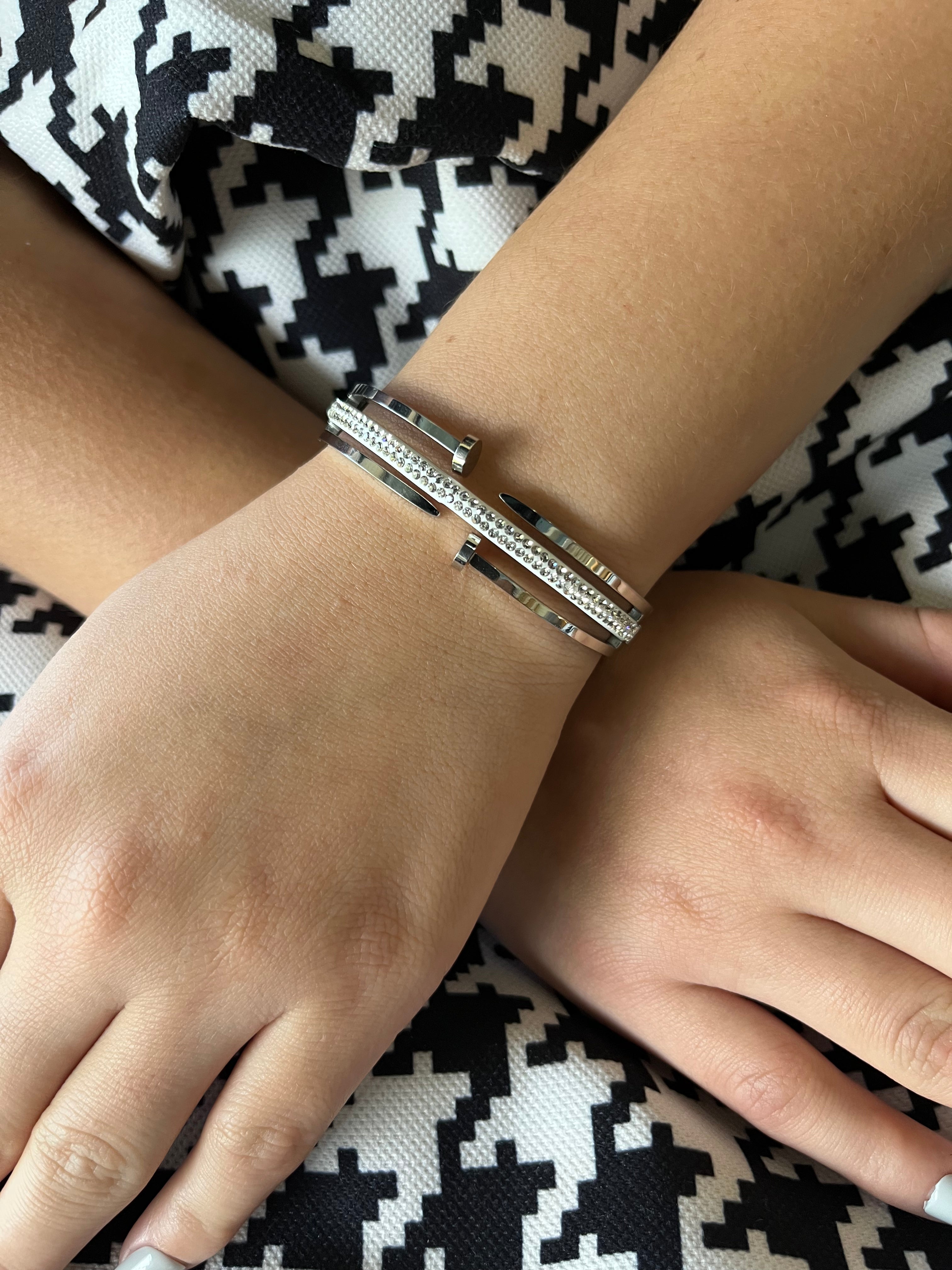 Stainless Steel Pave Bracelet with Zircon - SCBR6N01 - BUJIX