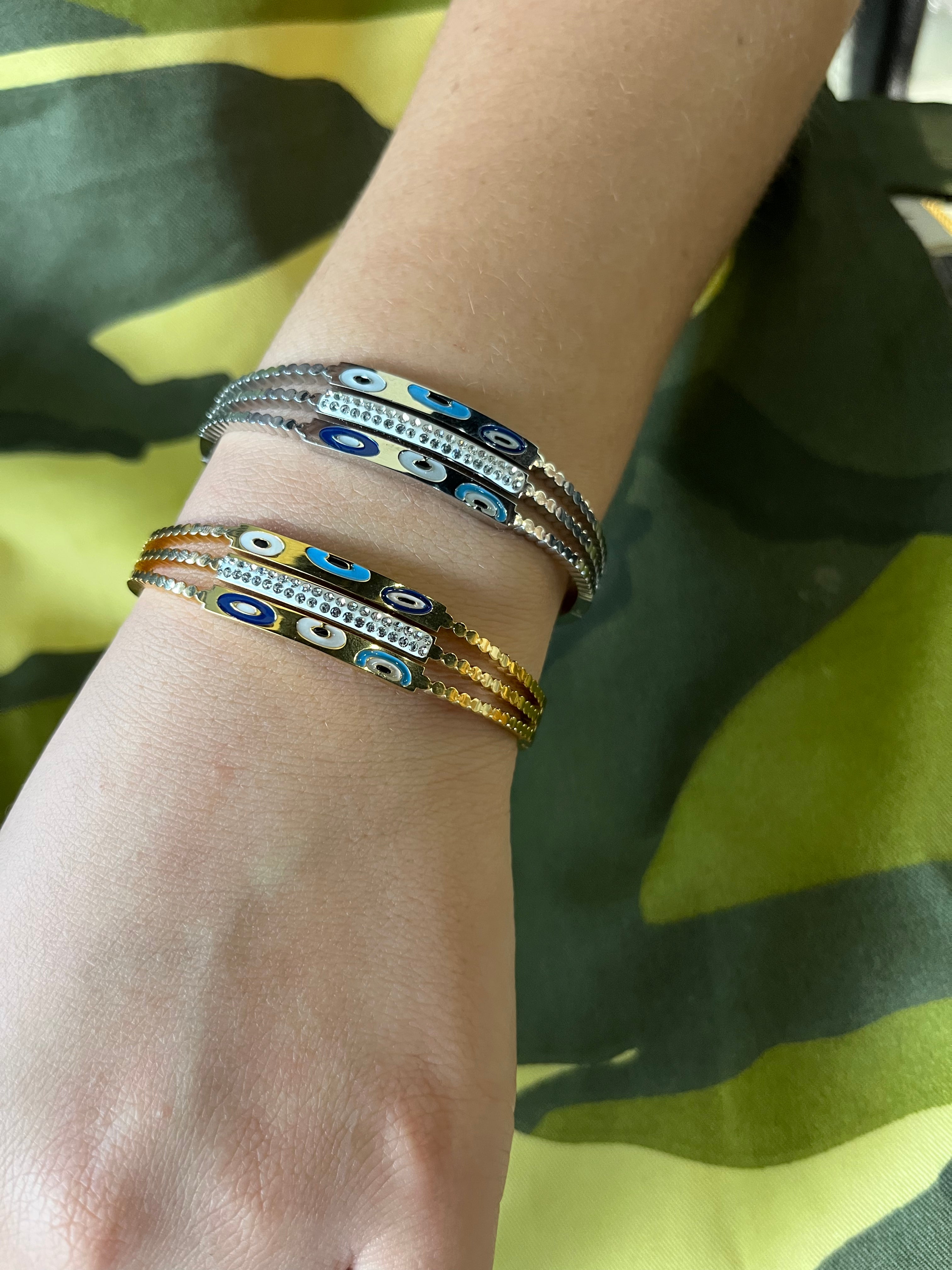 Stainless Steel Evil Eye Bracelet - SCBR6N07 - BUJIX