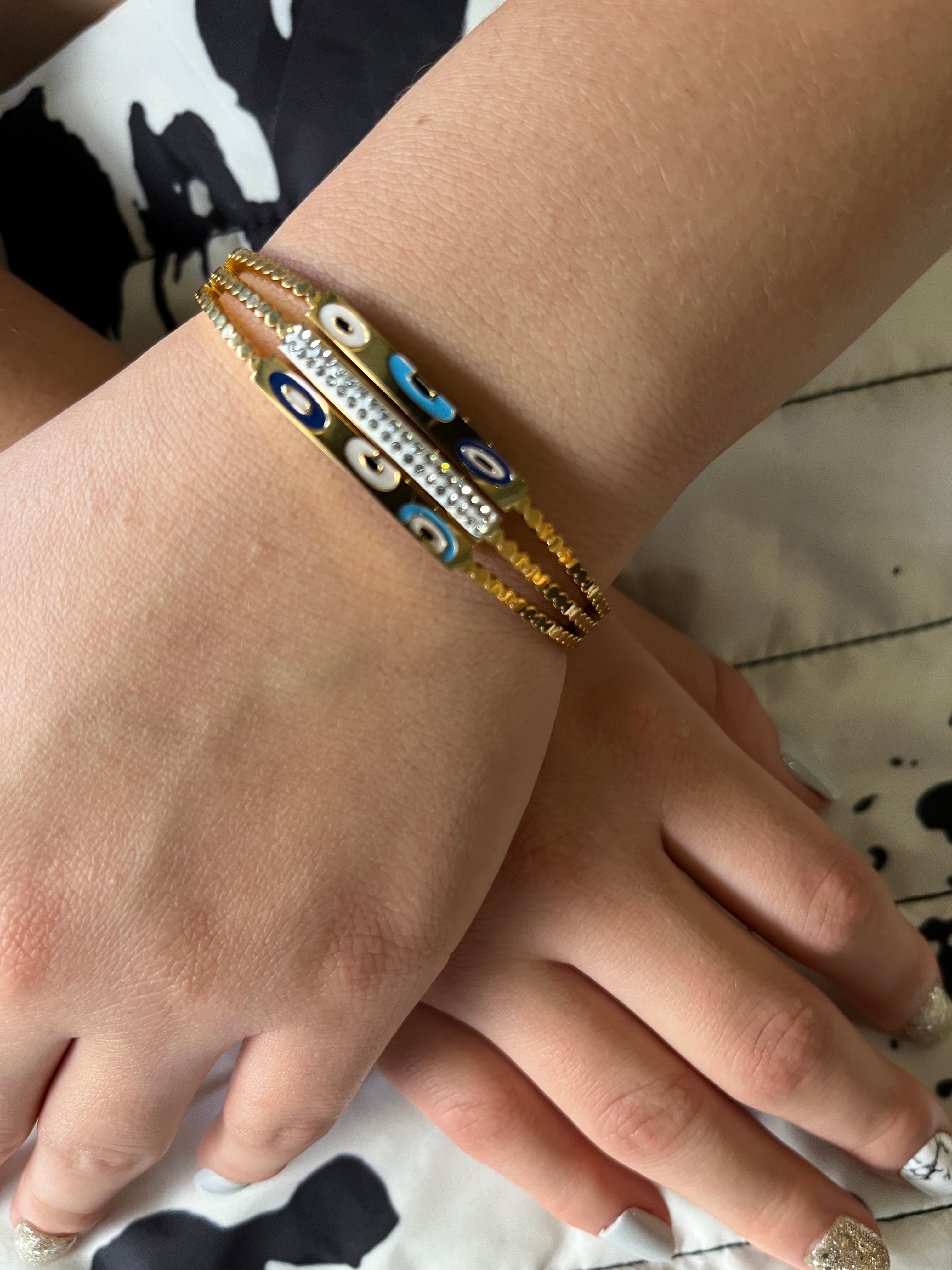 Stainless Steel Evil Eye Bracelet - SCBR6N07 - BUJIX