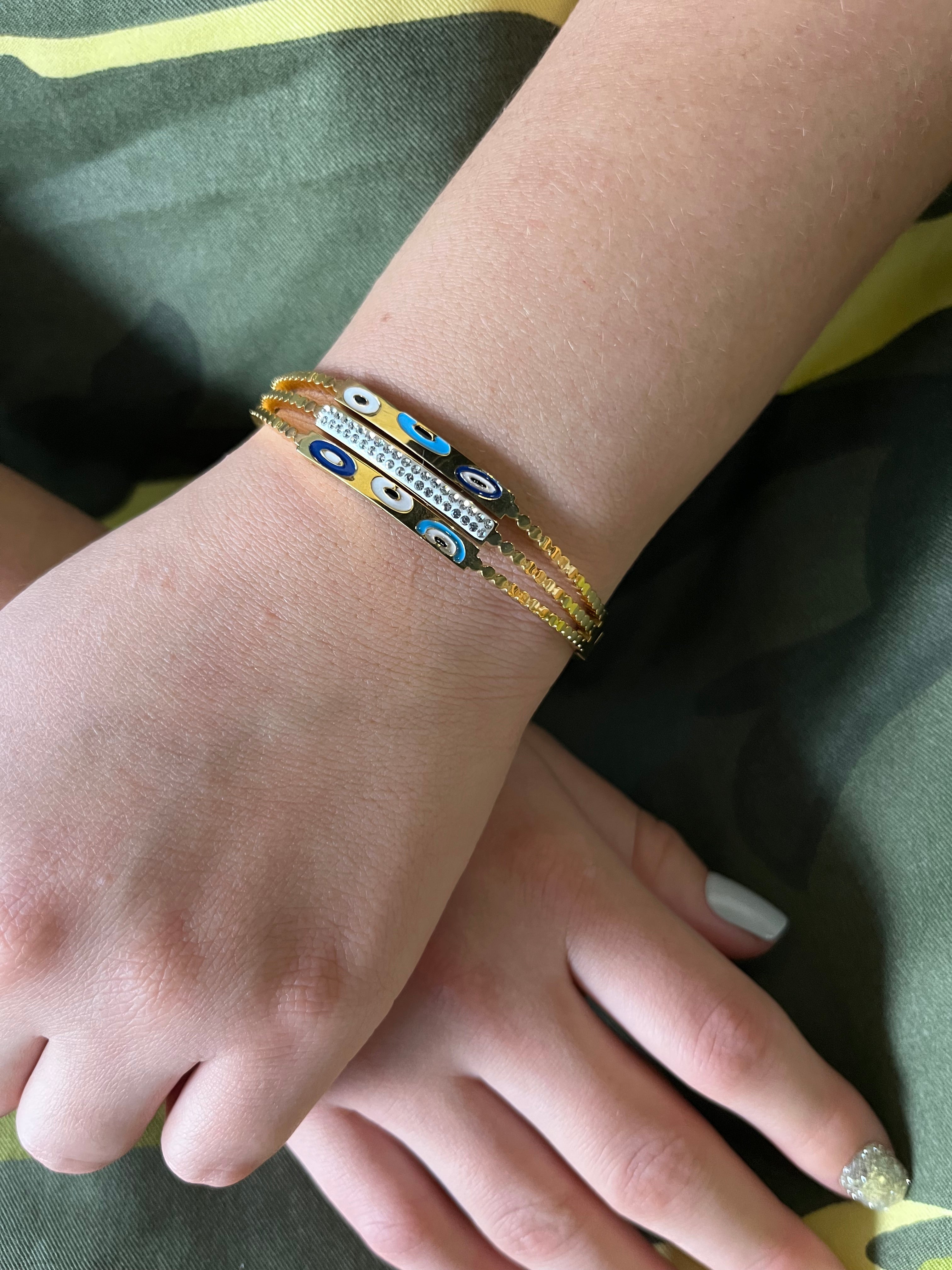 Stainless Steel Evil Eye Bracelet - SCBR6N07 - BUJIX