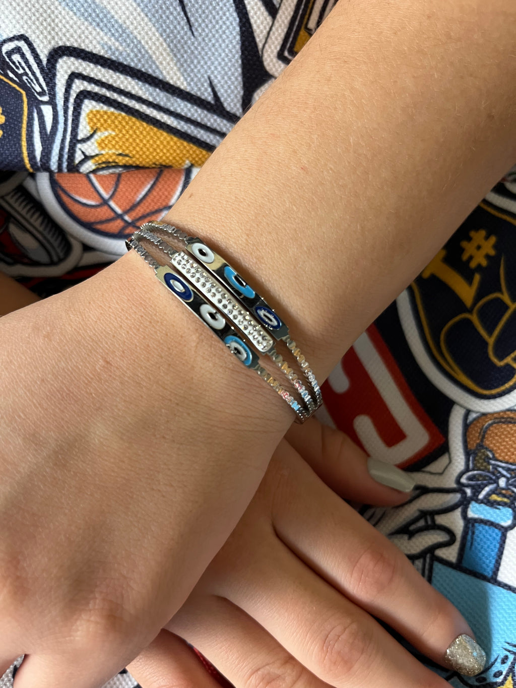 Stainless Steel Evil Eye Bracelet - SCBR6N07 - BUJIX