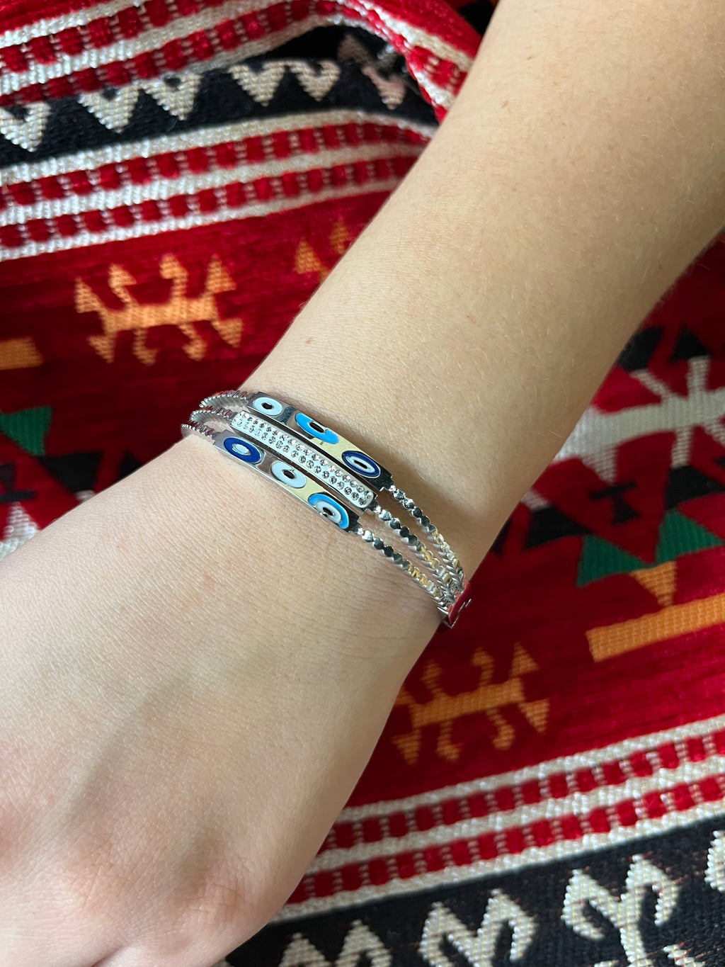 Stainless Steel Evil Eye Bracelet - SCBR6N07 - BUJIX