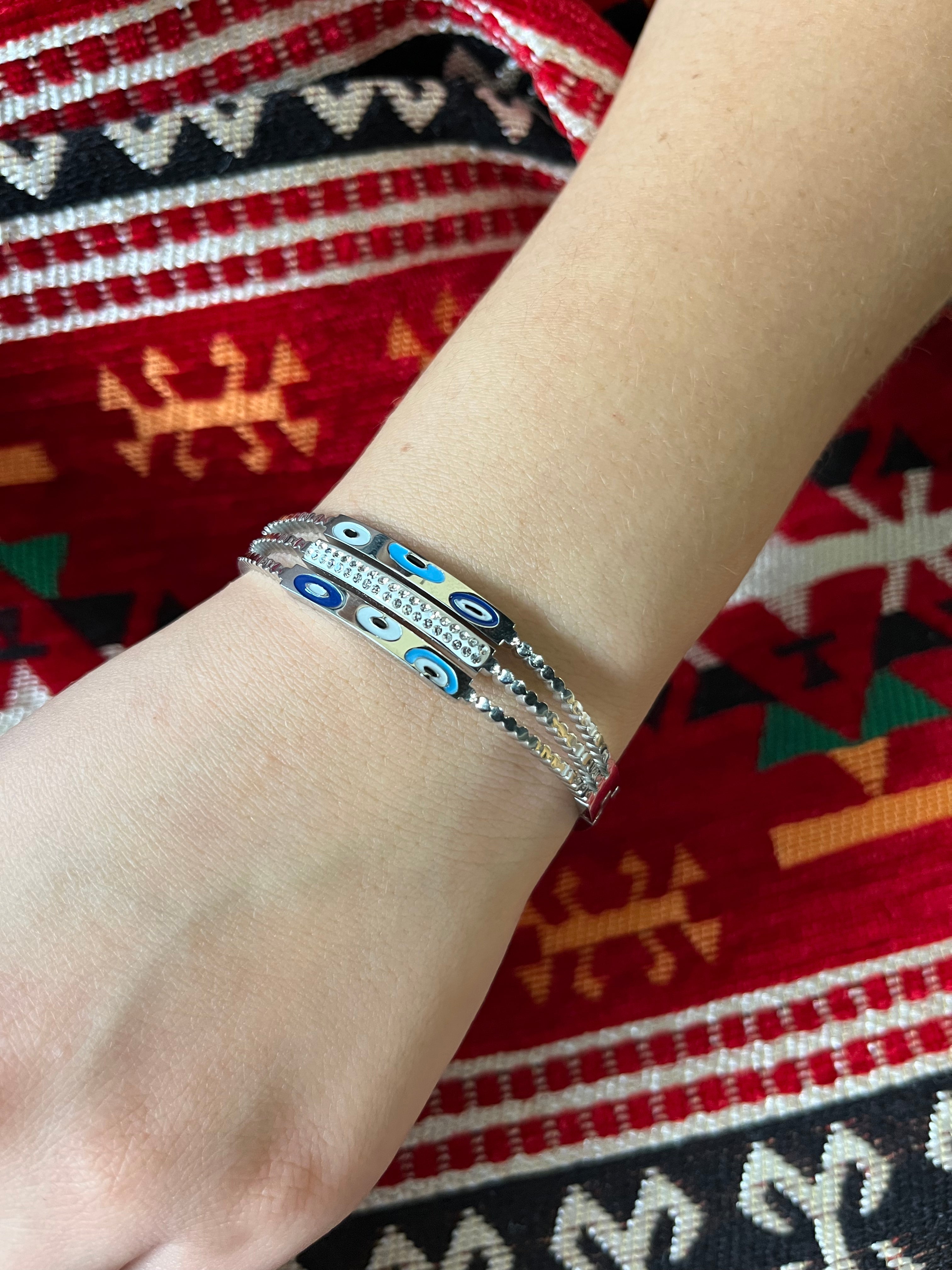 Stainless Steel Evil Eye Bracelet - SCBR6N07 - BUJIX