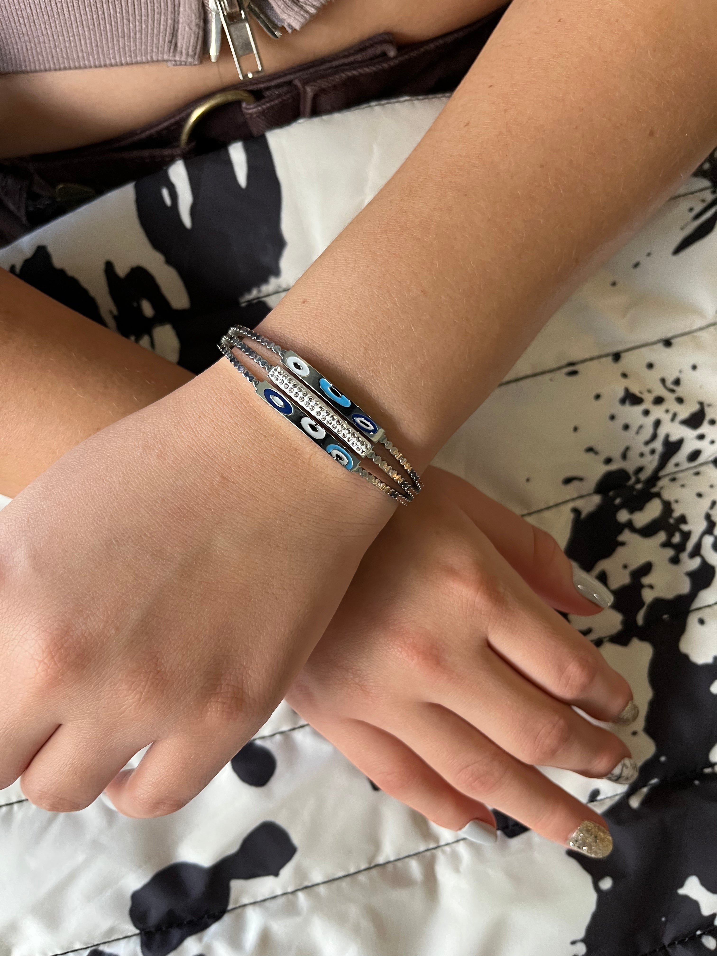 Stainless Steel Evil Eye Bracelet - SCBR6N07 - BUJIX