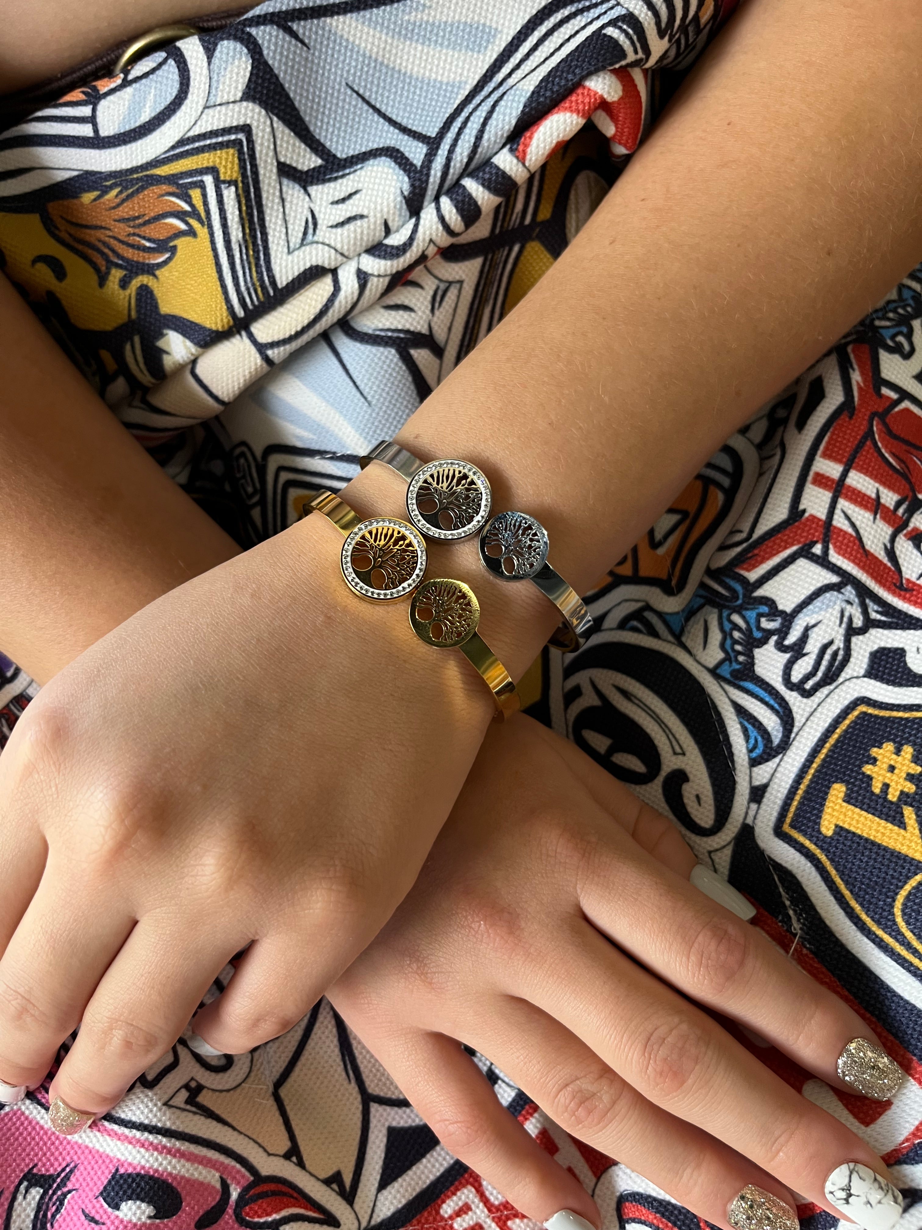 Stainless Steel Tree of Life Bracelet - SCBR7N03 - BUJIX