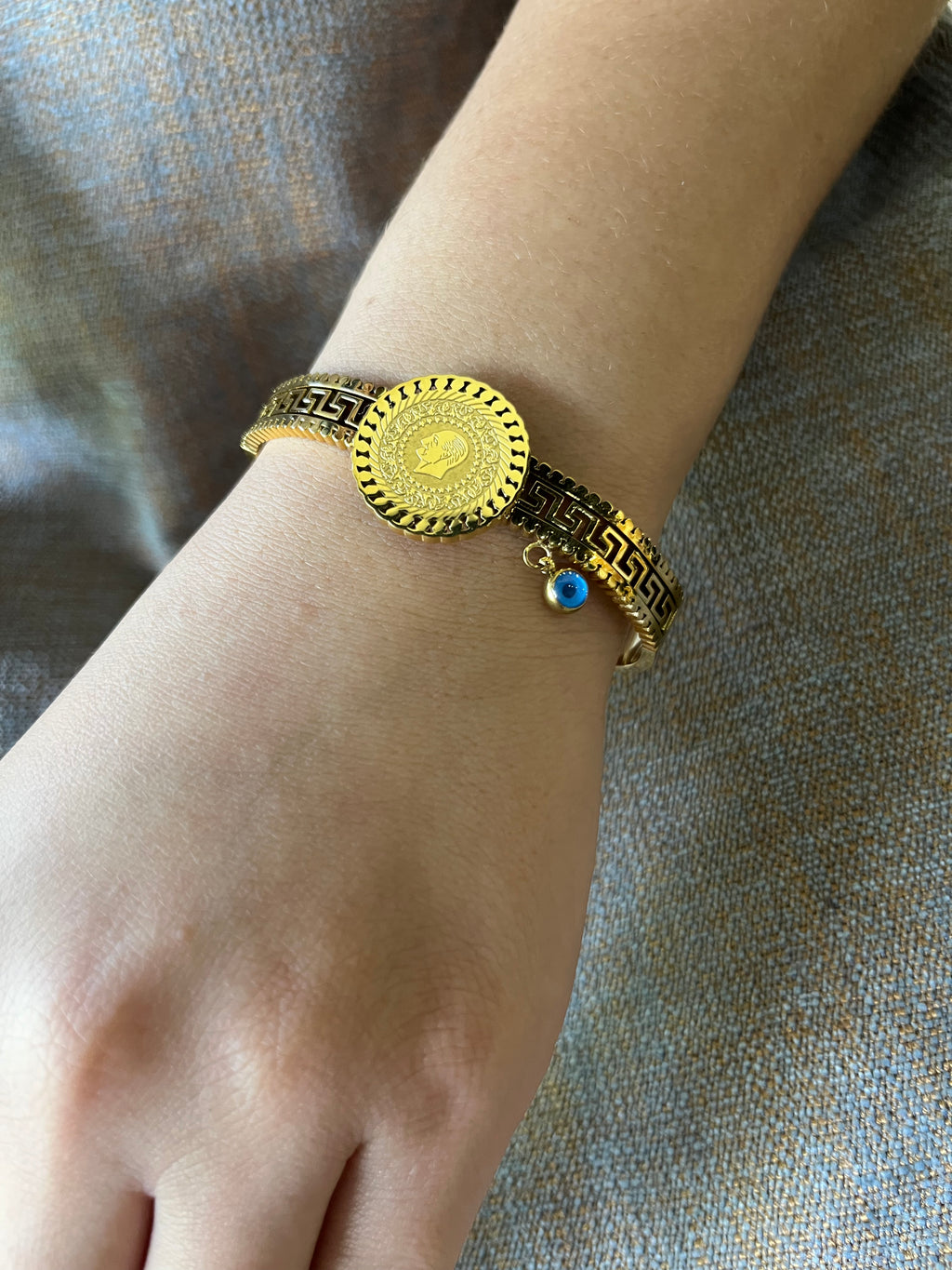 Stainless Steel Bangle Bracelet - SCBR7N04 - BUJIX