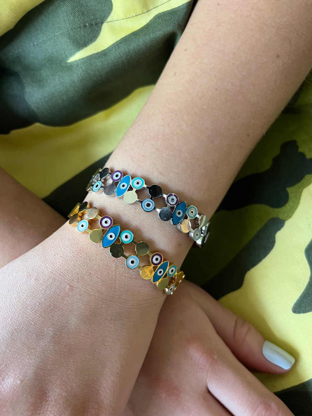 Stainless Steel Evil Eye Bracelet - SCBR7N09 - BUJIX