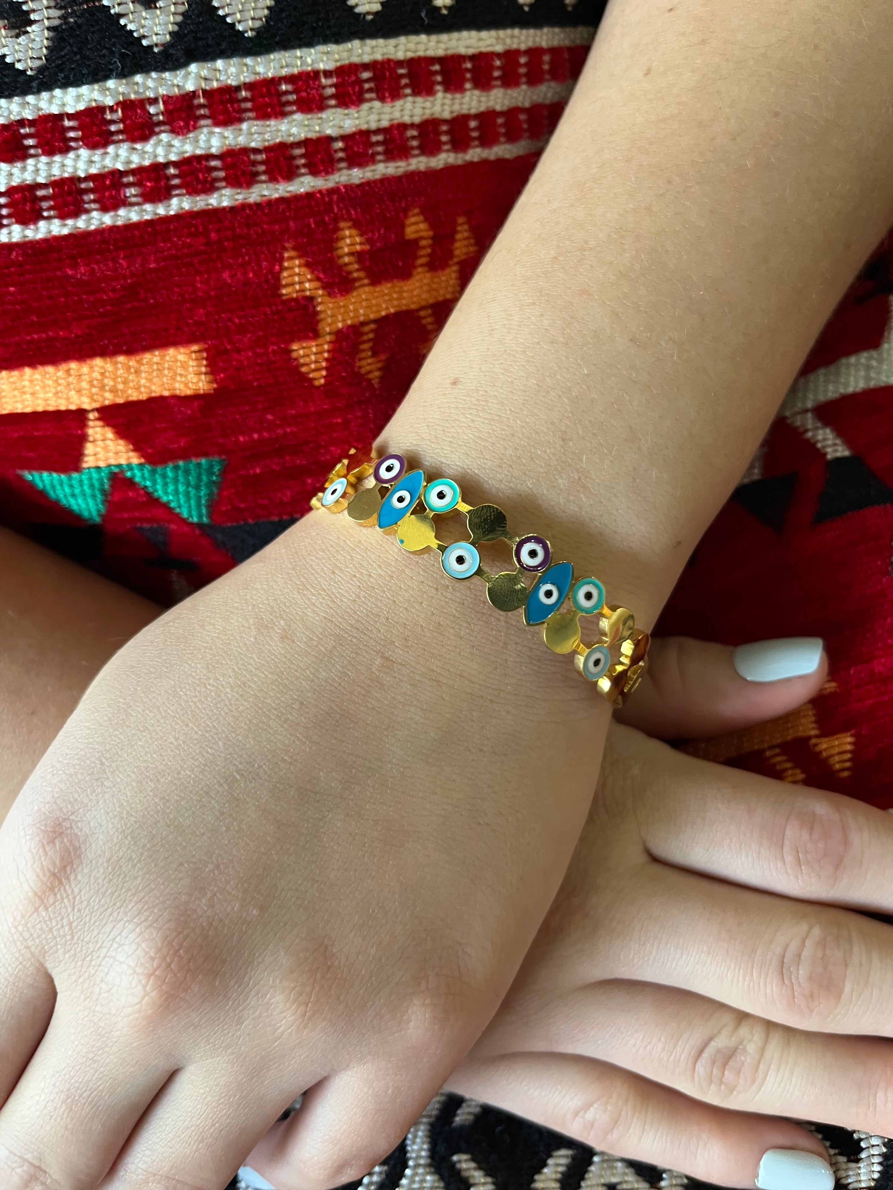 Stainless Steel Evil Eye Bracelet - SCBR7N09 - BUJIX