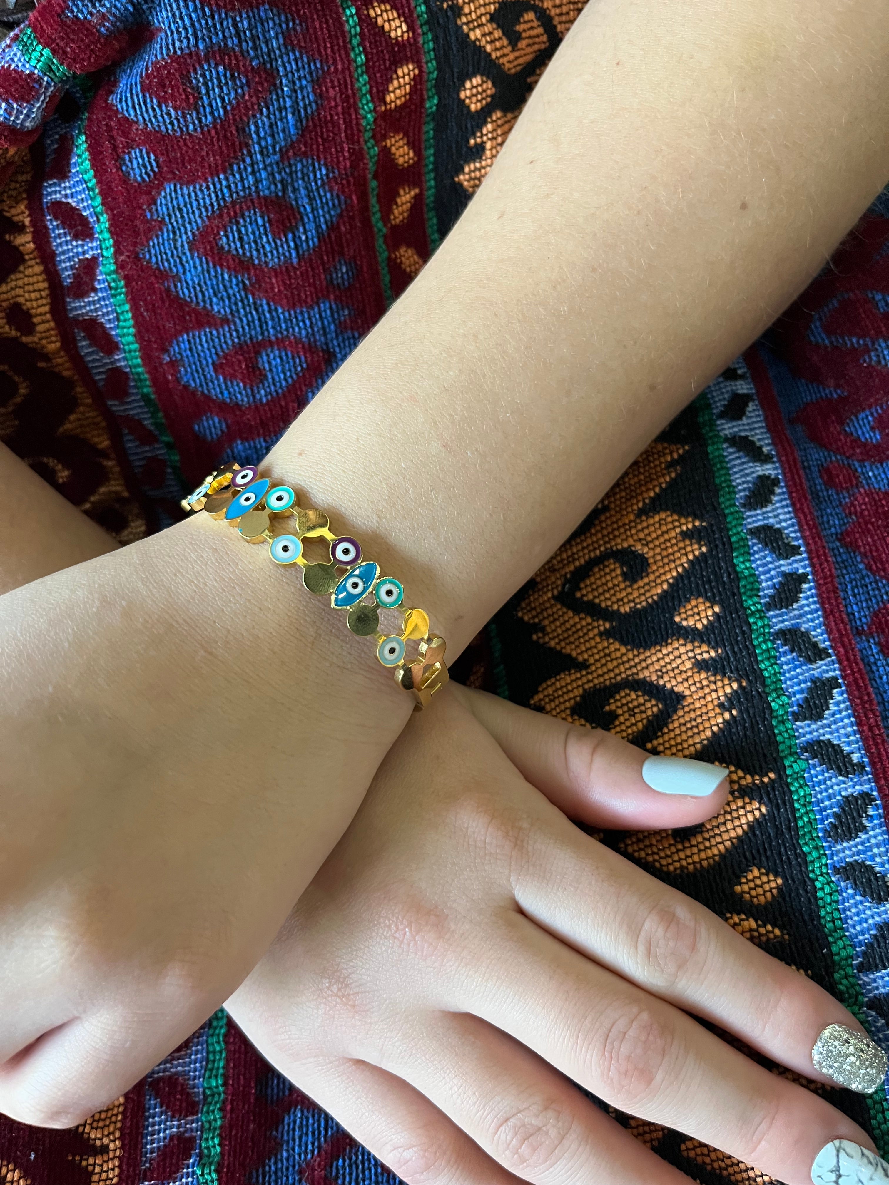 Stainless Steel Evil Eye Bracelet - SCBR7N09 - BUJIX