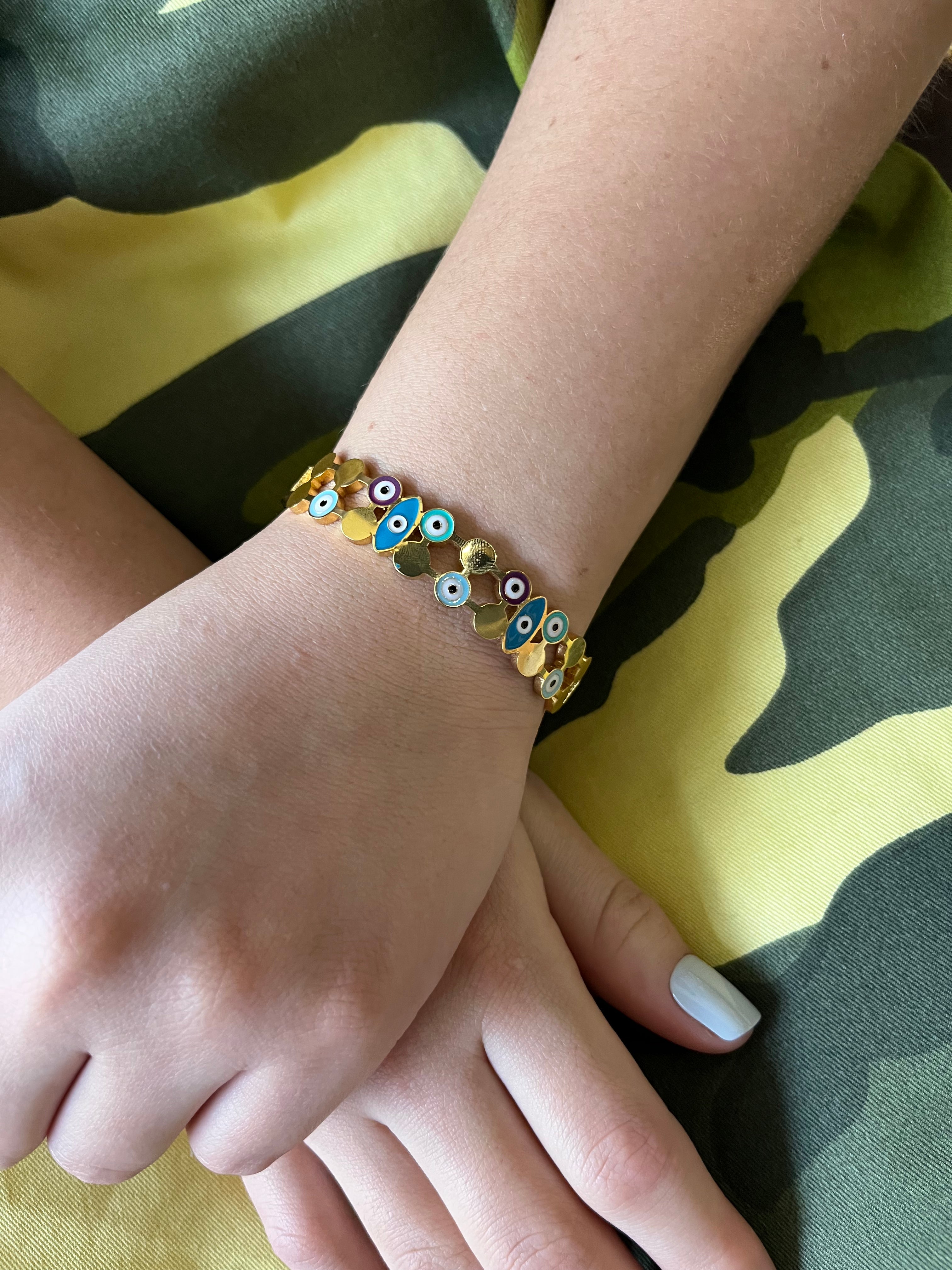 Stainless Steel Evil Eye Bracelet - SCBR7N09 - BUJIX