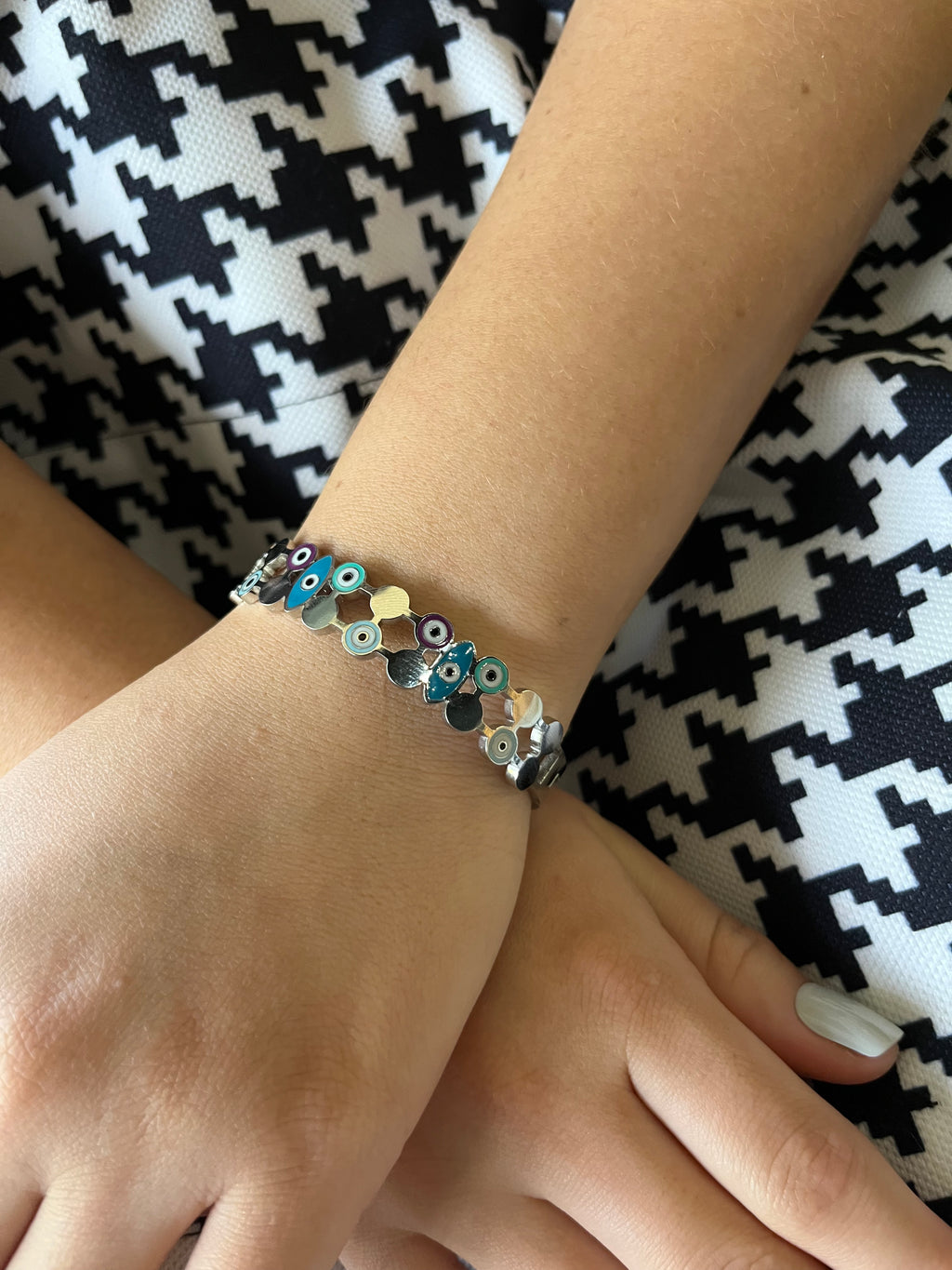 Stainless Steel Evil Eye Bracelet - SCBR7N09 - BUJIX